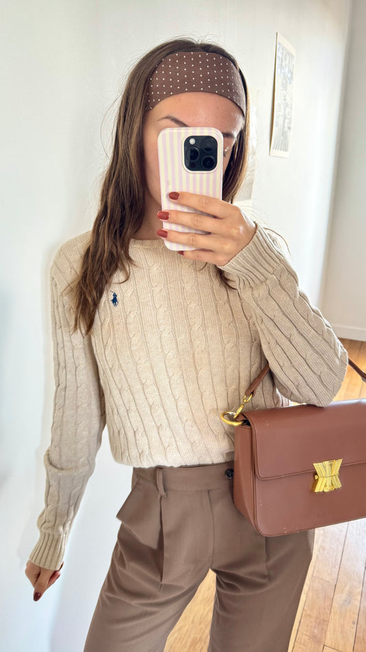 Pull torsadé beige Ralph Lauren - M