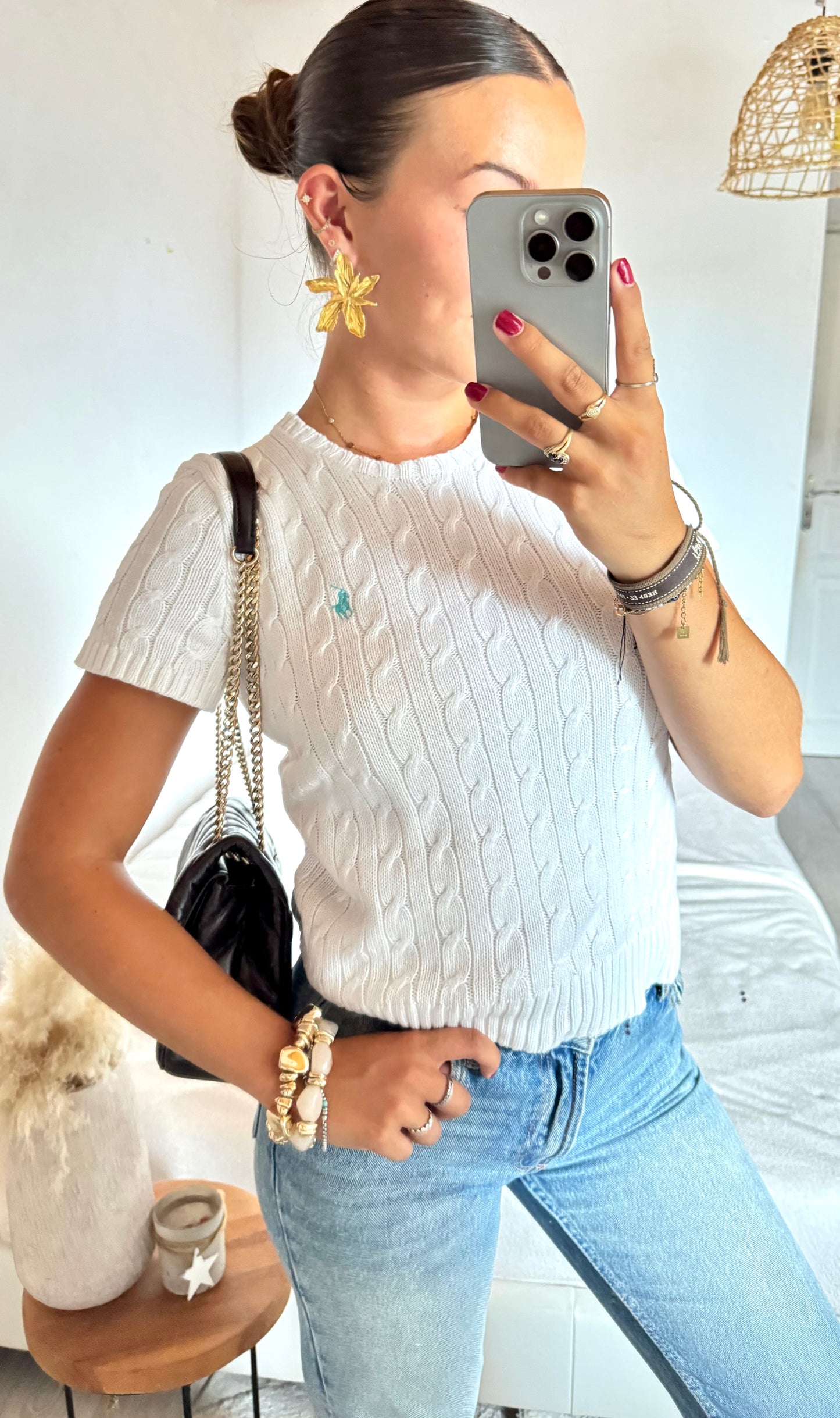 T-shirt torsadé blanc Ralph Lauren - M