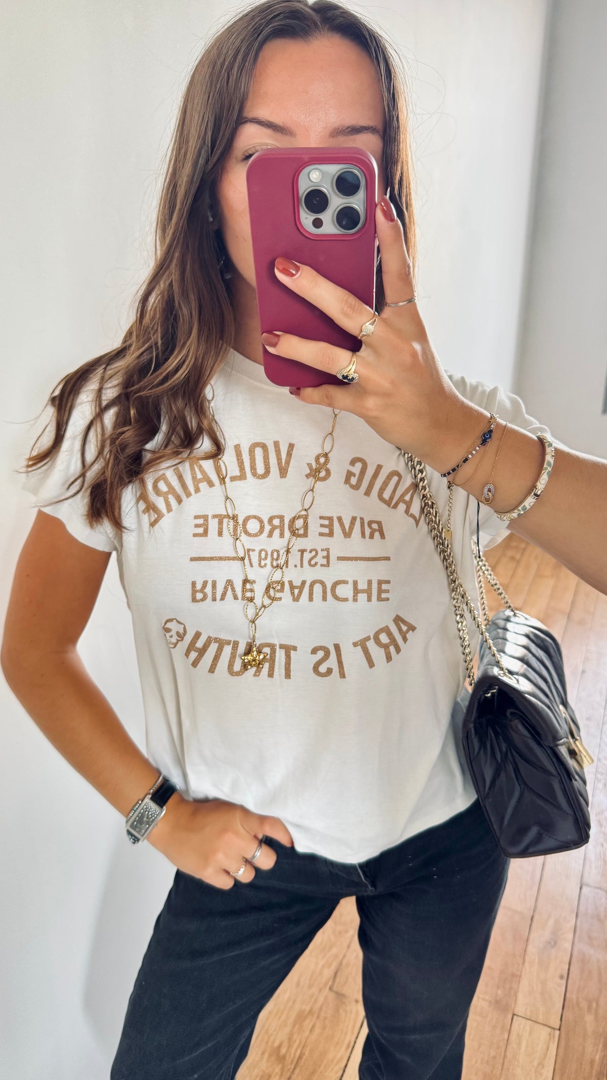T-shirt blanc et doré Zadig & Voltaire - S