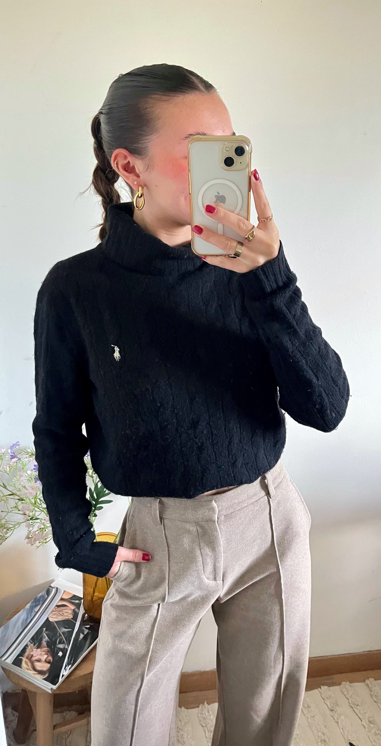 Torsadé col roulé laine Ralph Lauren - M