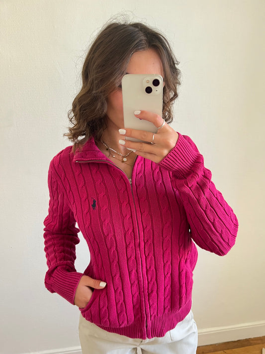 Veste torsadé rose Ralph Lauren - XL