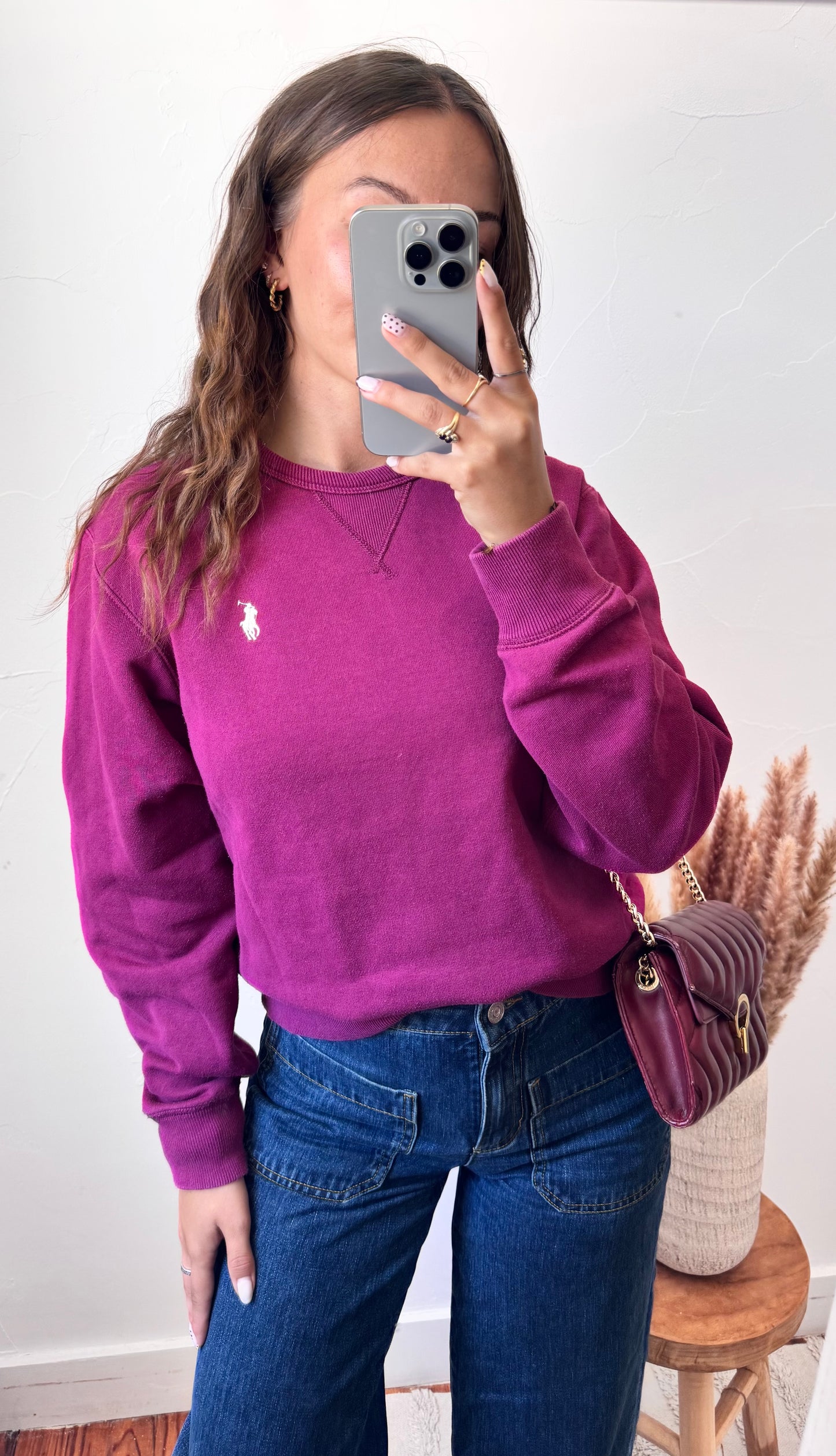 Sweat col rond prune Ralph Lauren - M