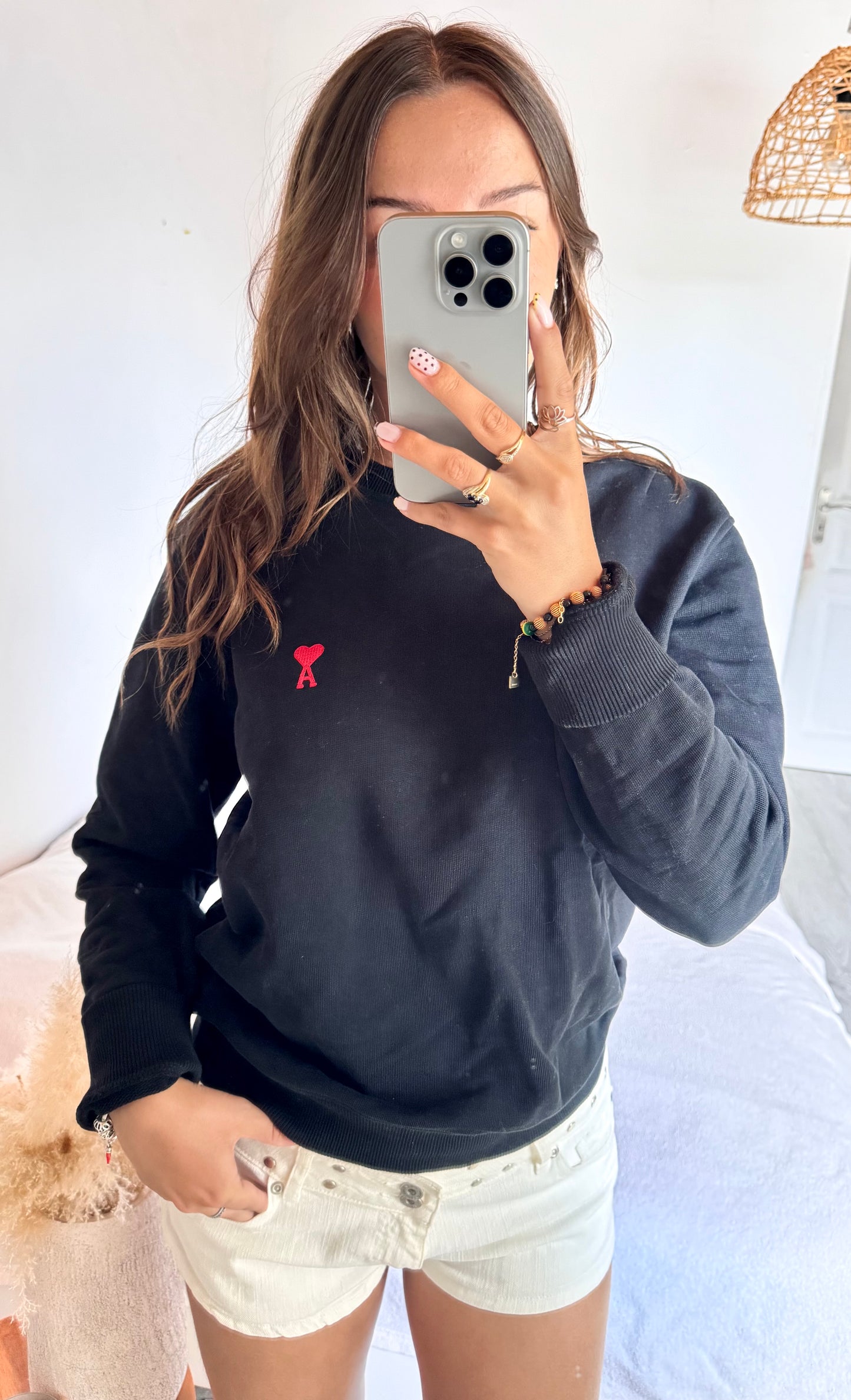 Sweat col rond noir Ami Paris - S