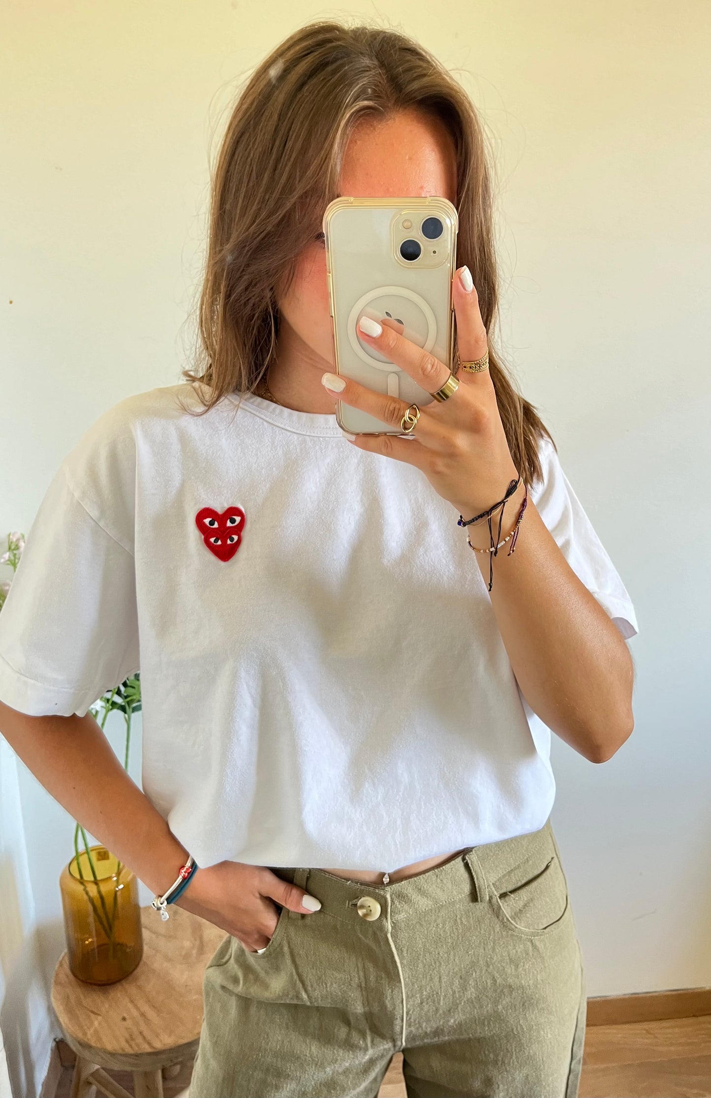T-shirt blanc double cœur Comme Des Garçons - L/XL