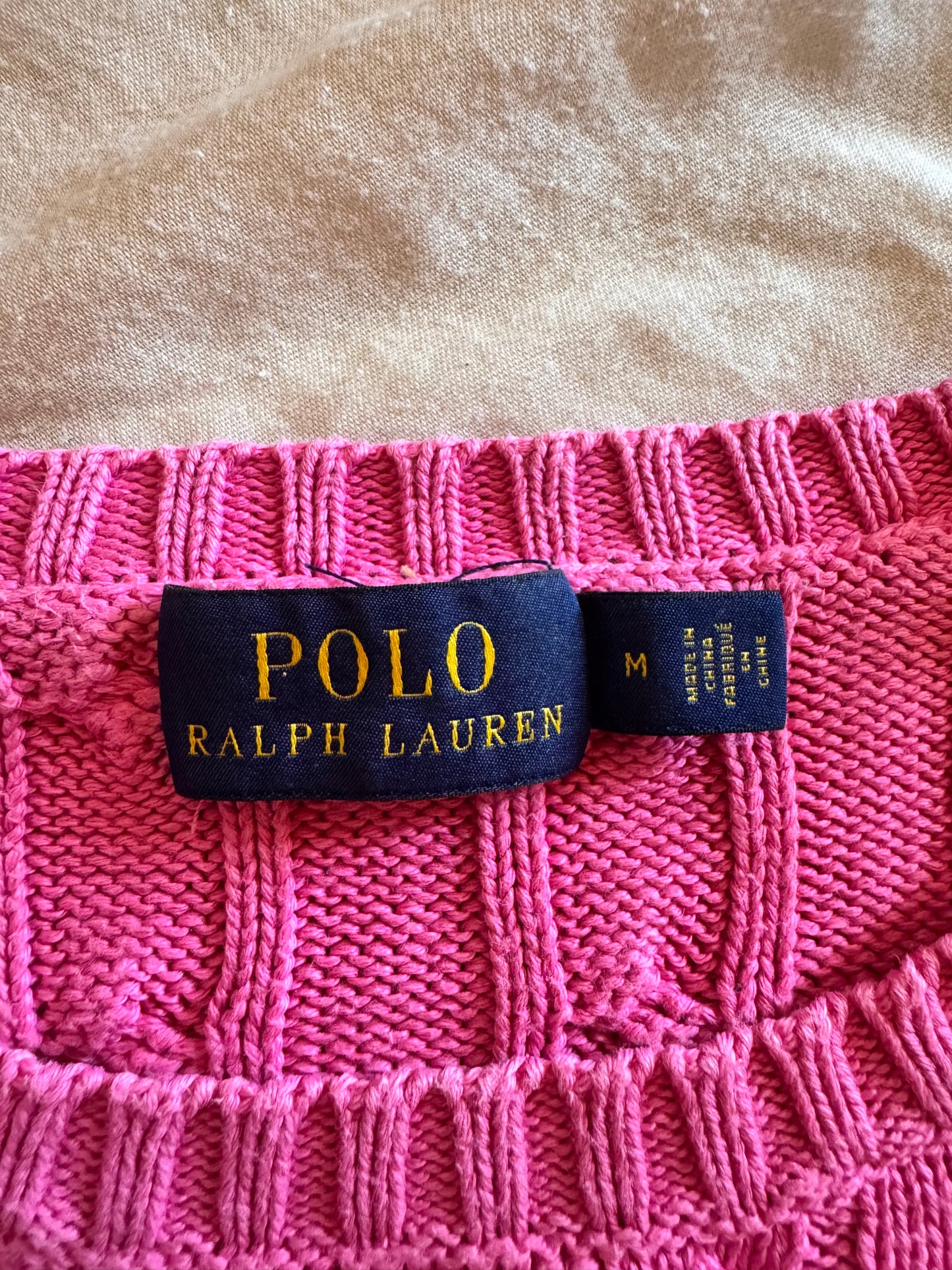 Pull torsadé rose Ralph Lauren - M