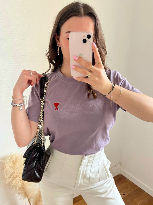 T-shirt mauve pastel Ami Paris - M
