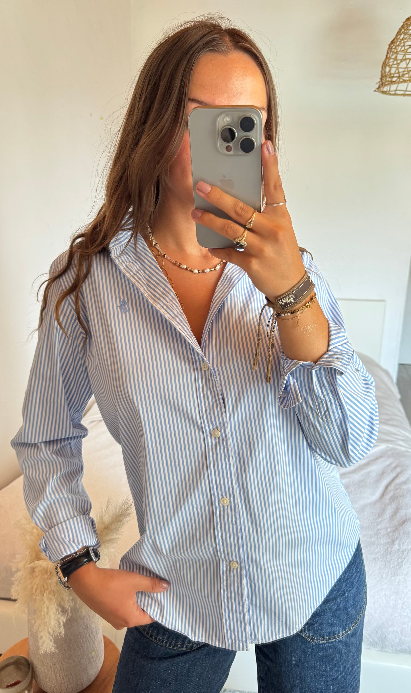 Chemise rayée bleu ciel Ralph Lauren - S