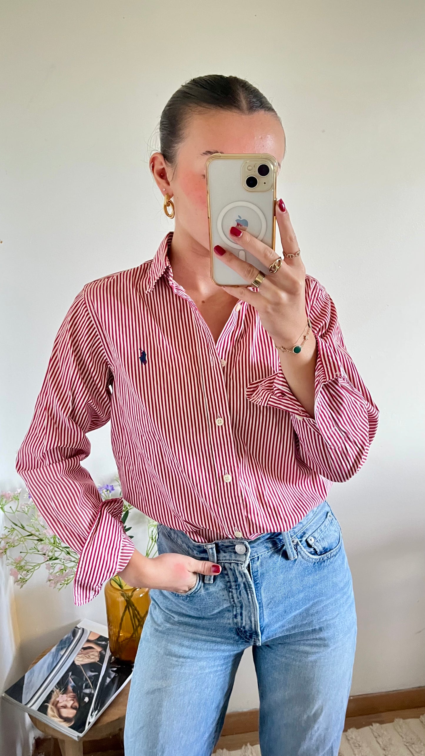 Chemise à rayures rouge Ralph Lauren - S