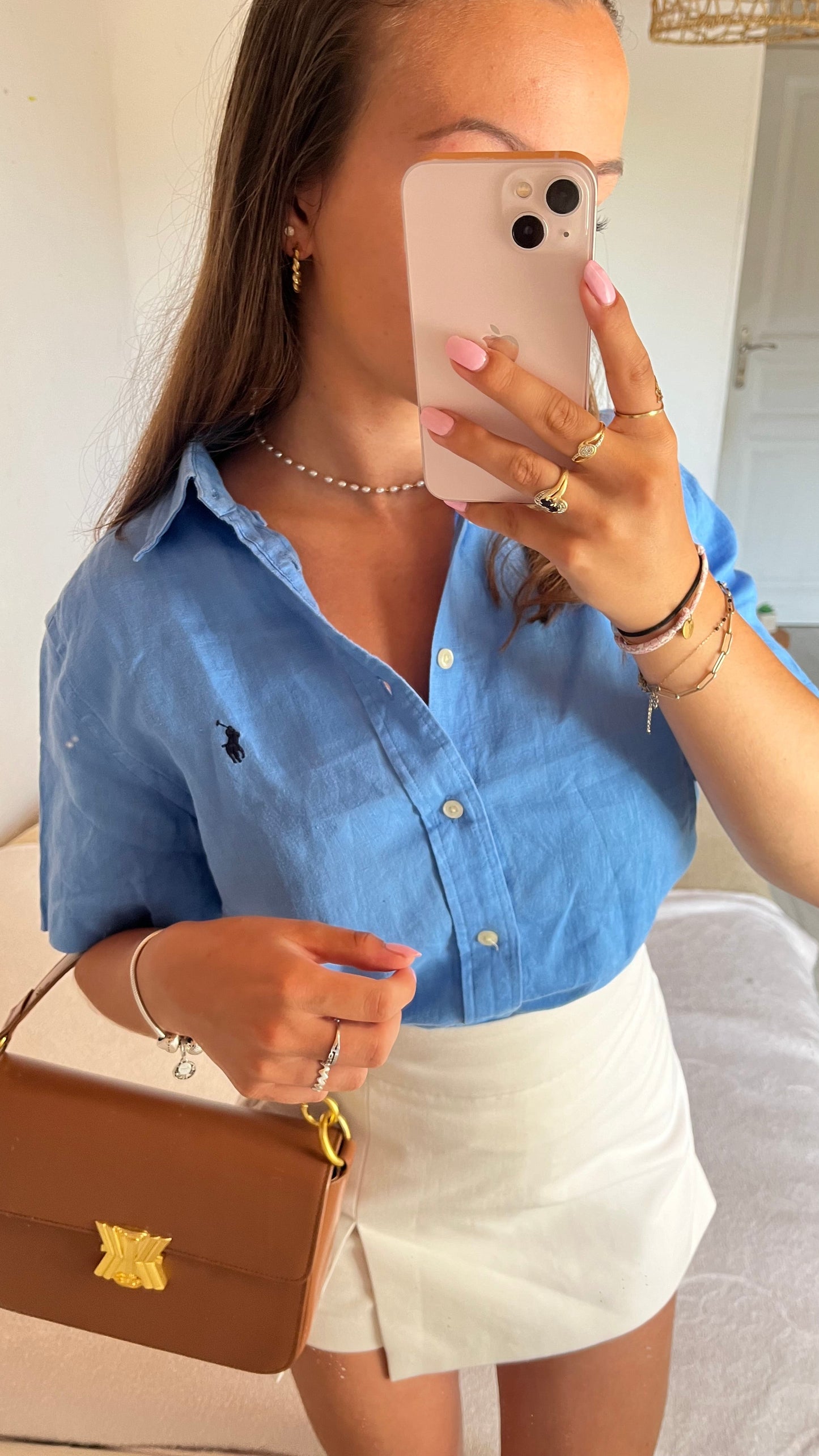 Chemise en lin bleu Ralph Lauren  - S