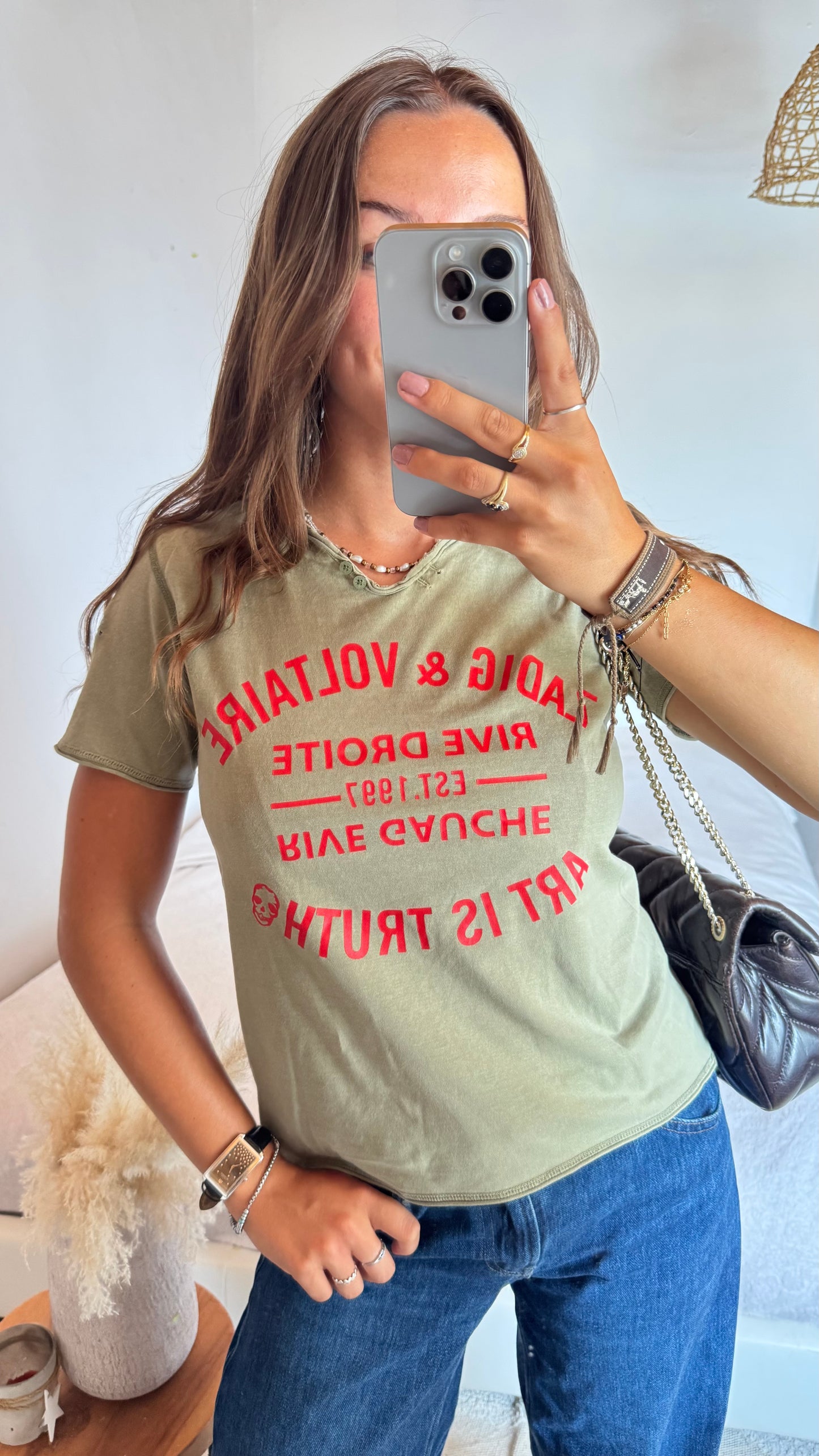 T-shirt Zadig & Voltaire kaki et rouge - XS