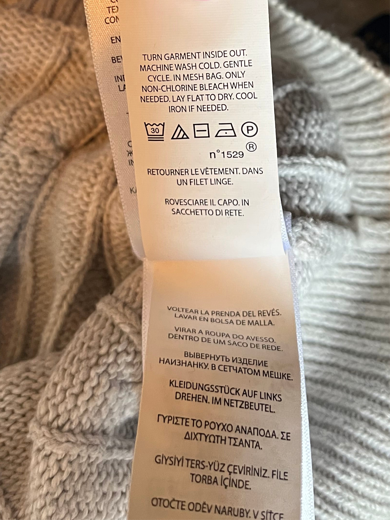 Pull demi-zip torsadé gris clair Ralph Lauren - S.
