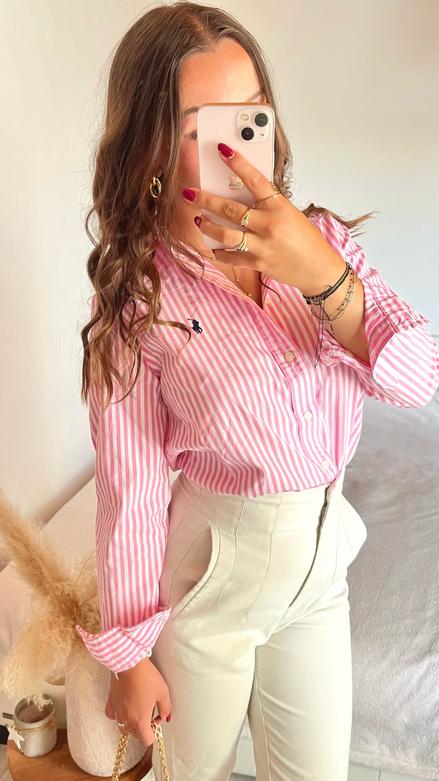 Chemise rayée rose Ralph Lauren - S/M