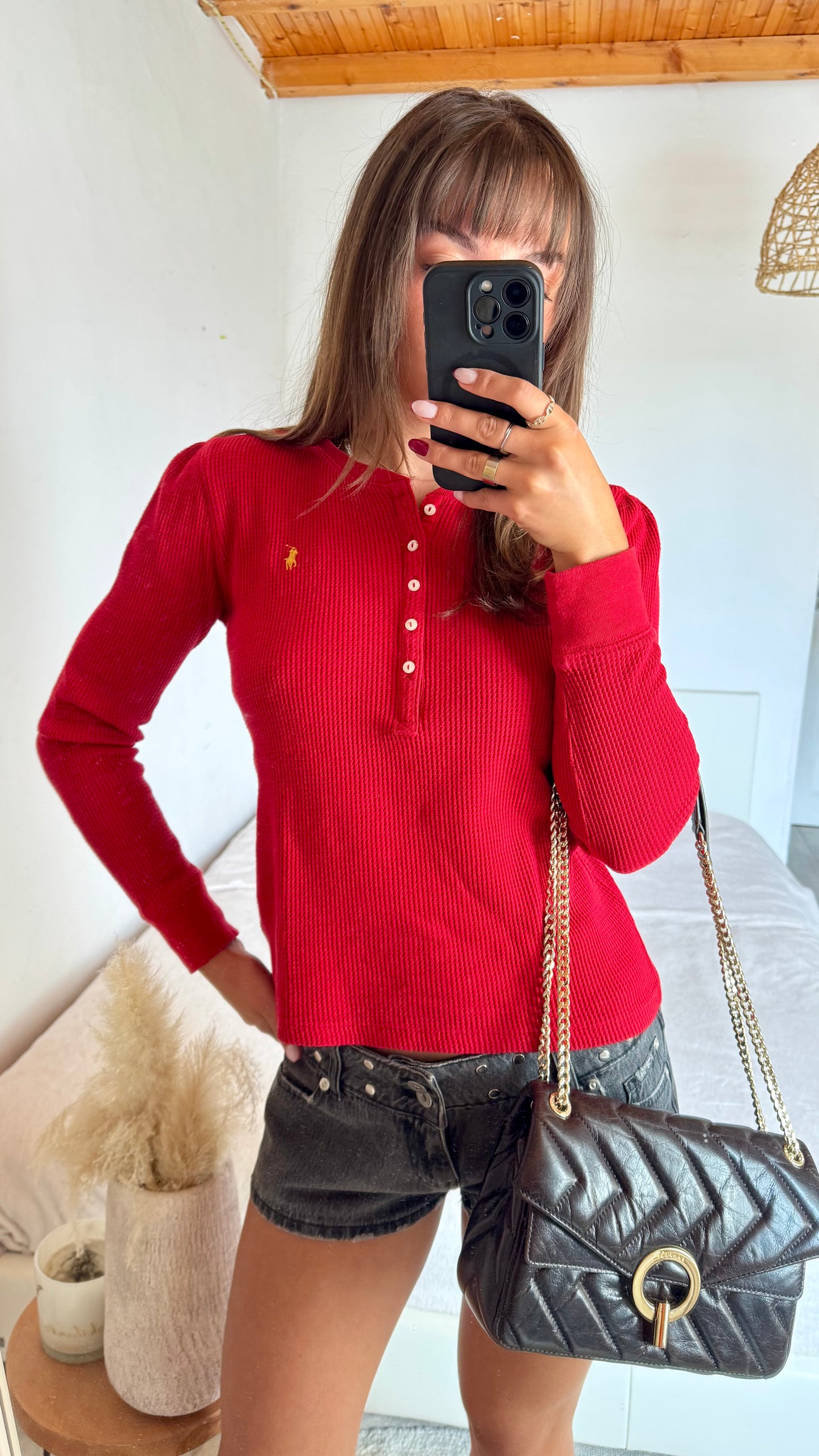 Pull polo rouge Ralph Lauren - XS