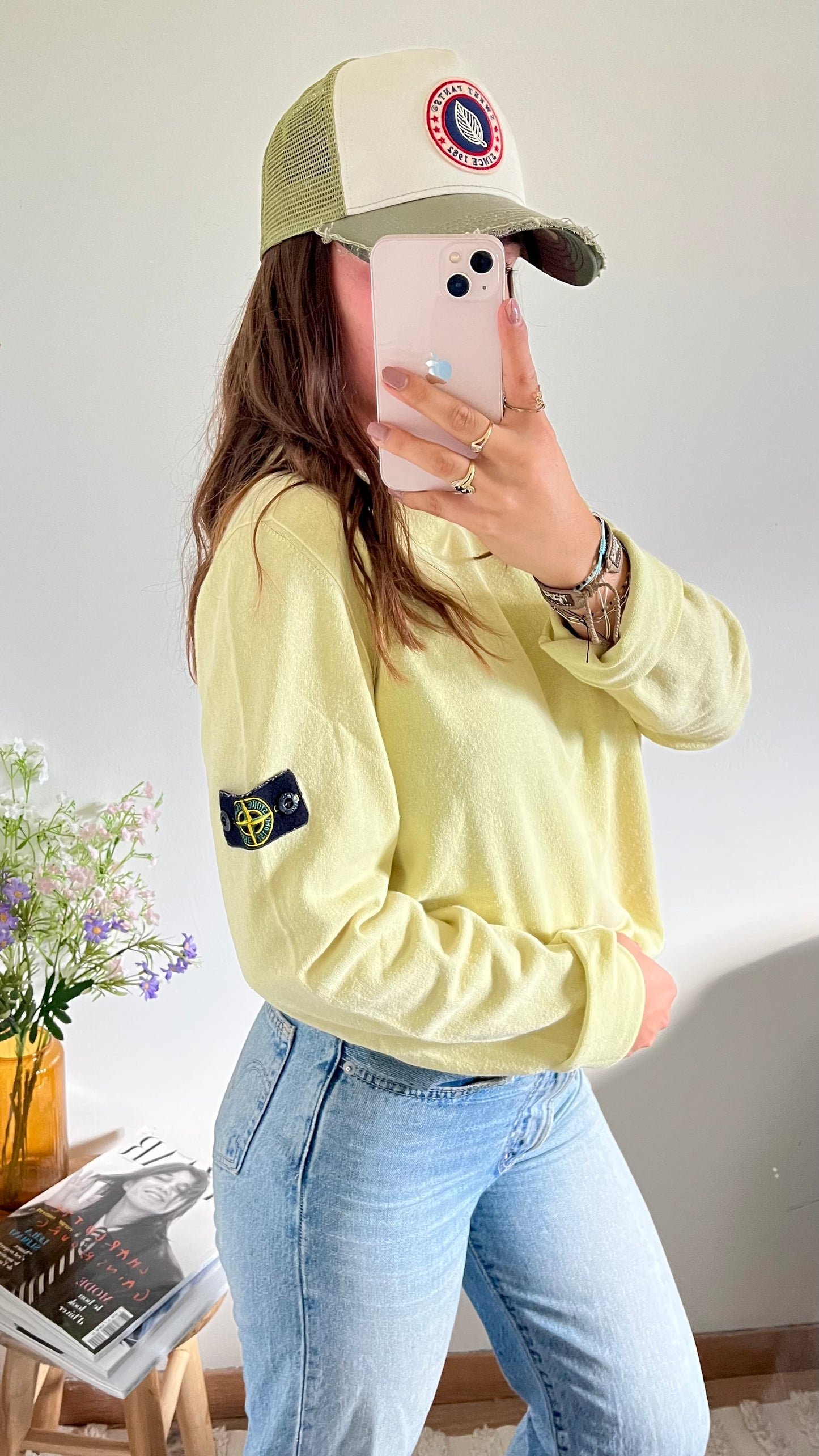 Pull jaune pastel Stone Island - M