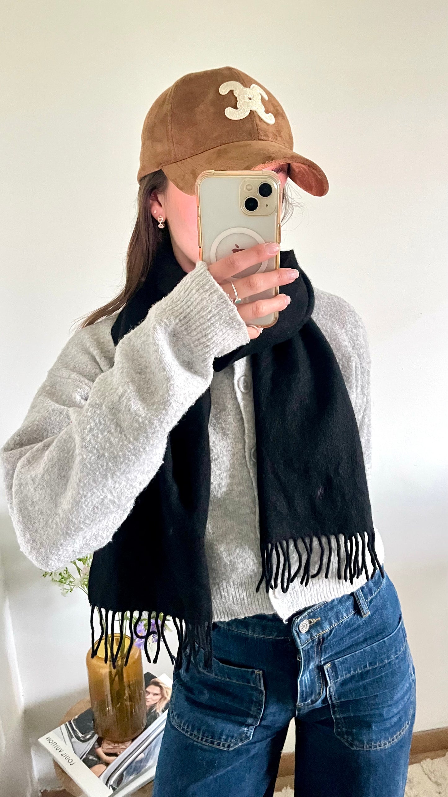 Écharpe en laine noire Ralph Lauren