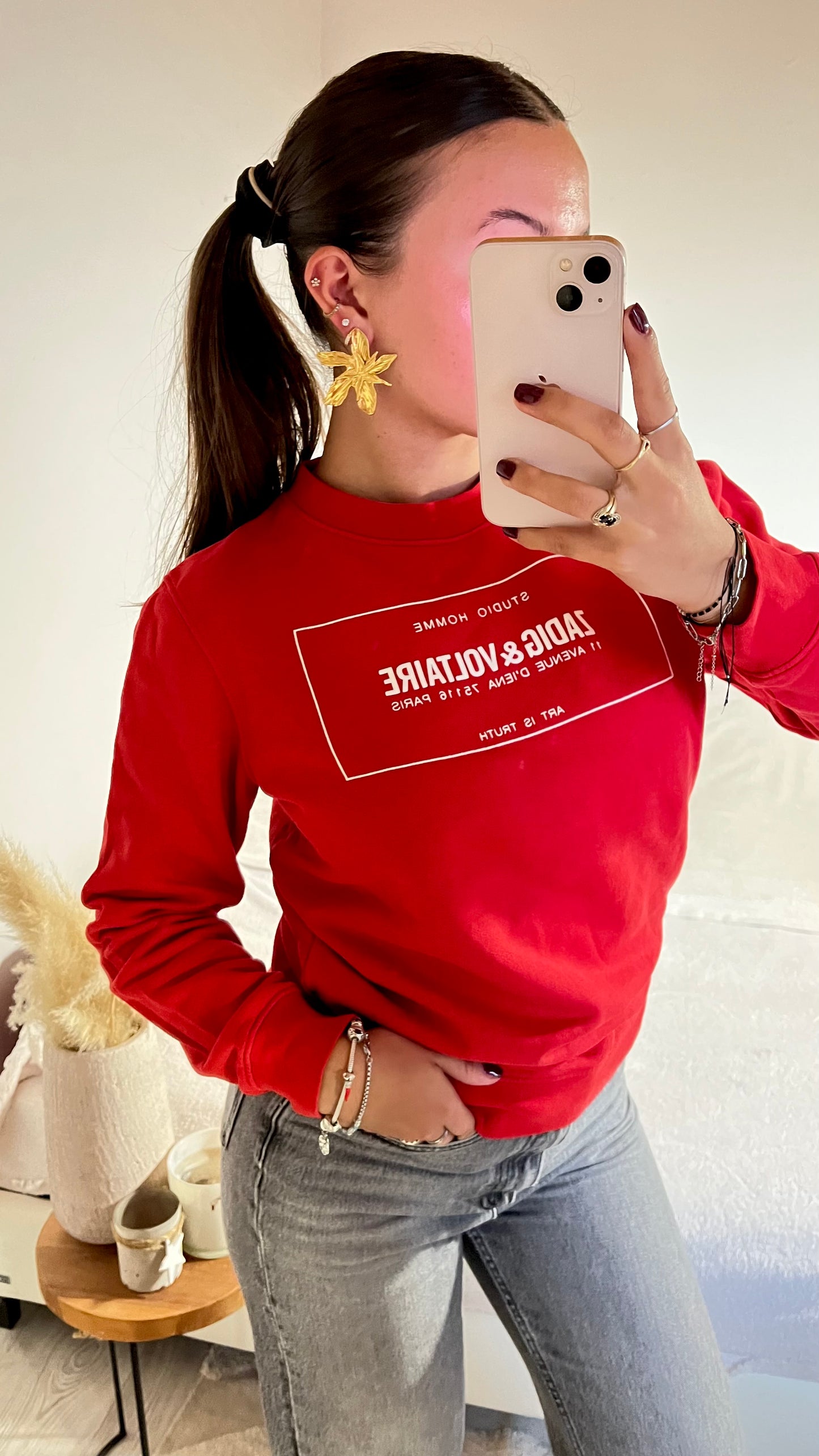 Sweat col rond rouge Zadig & Voltaire - S