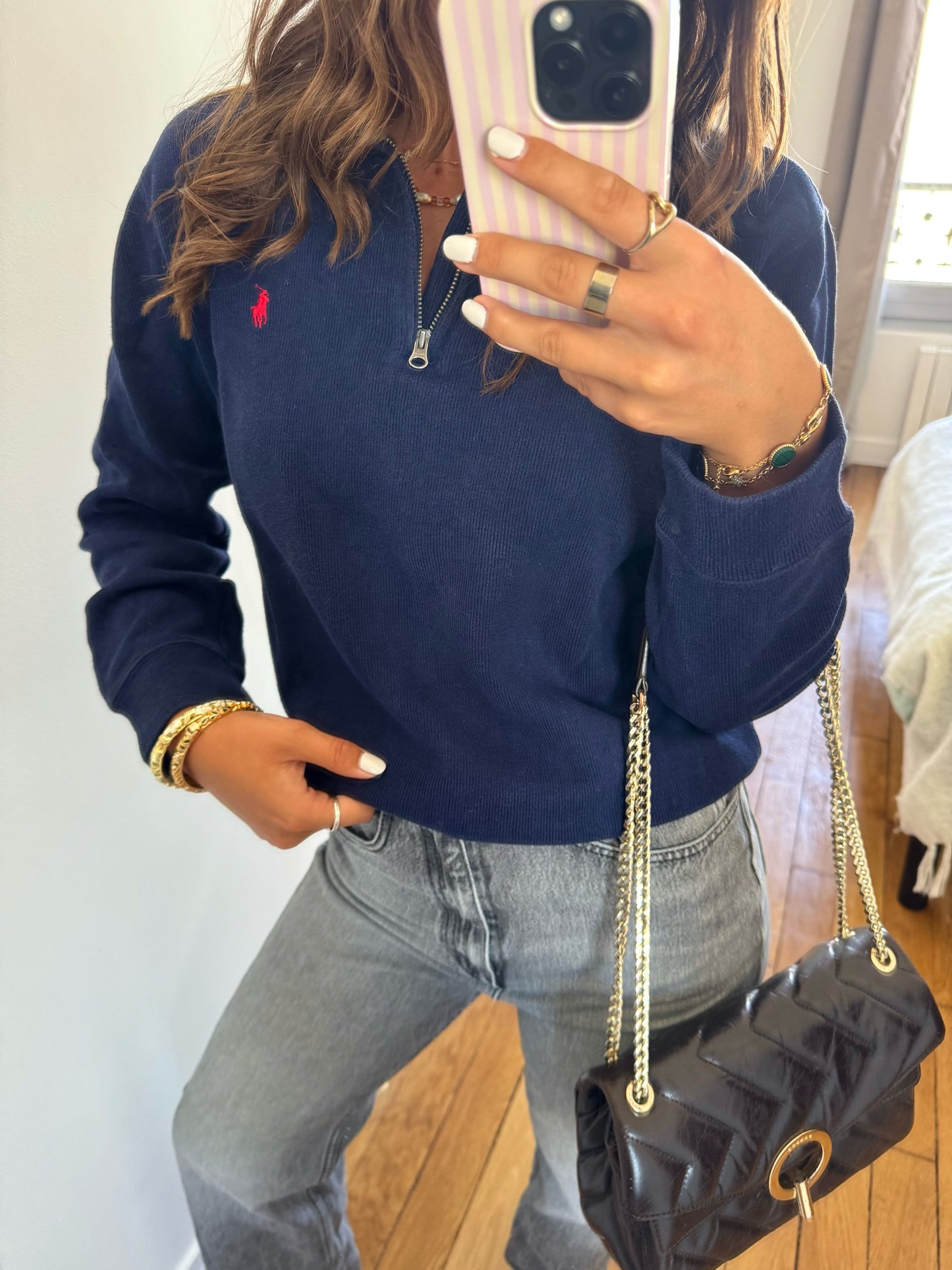 Pull demi-zippé bleu marine Ralph Lauren - XS/S