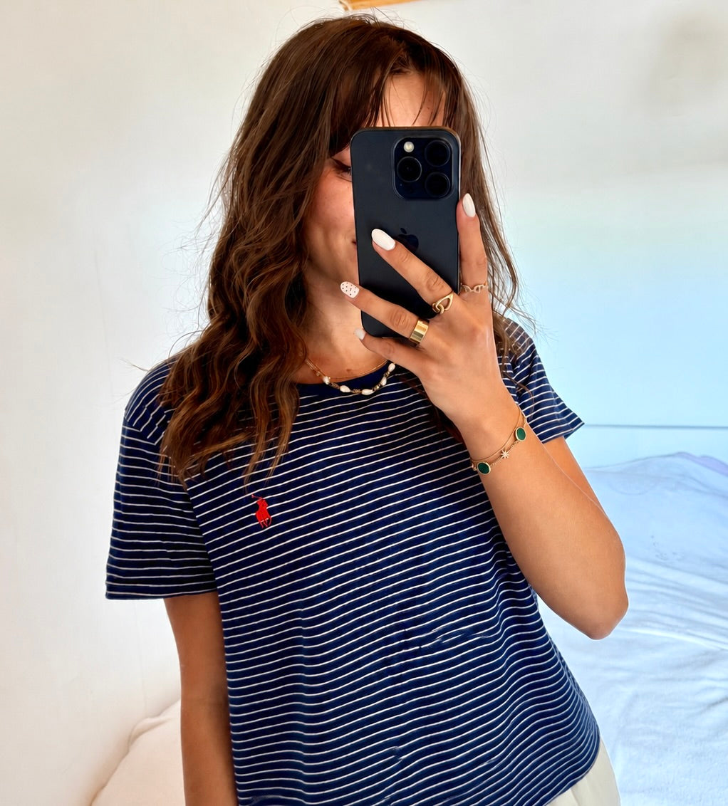 T-shirt marine à rayures Ralph Lauren - S