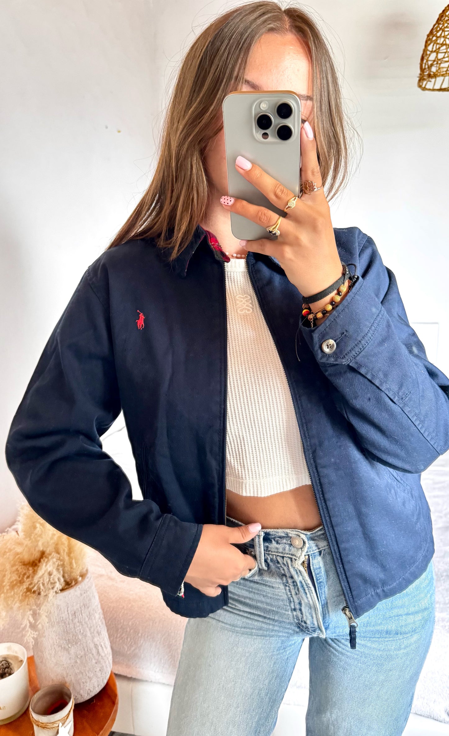 Veste toile de coton bleu marine Ralph Lauren - M