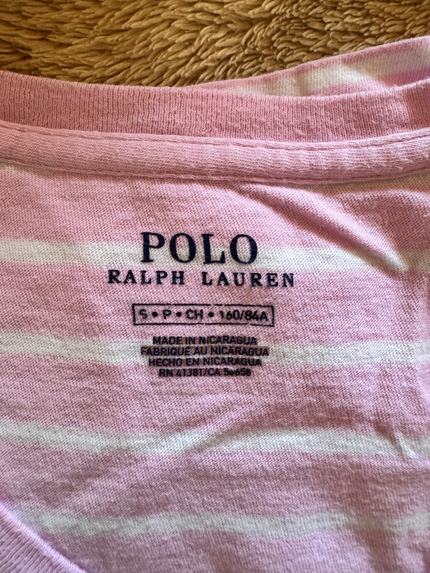 T-shirt rayé rose Ralph Lauren - S