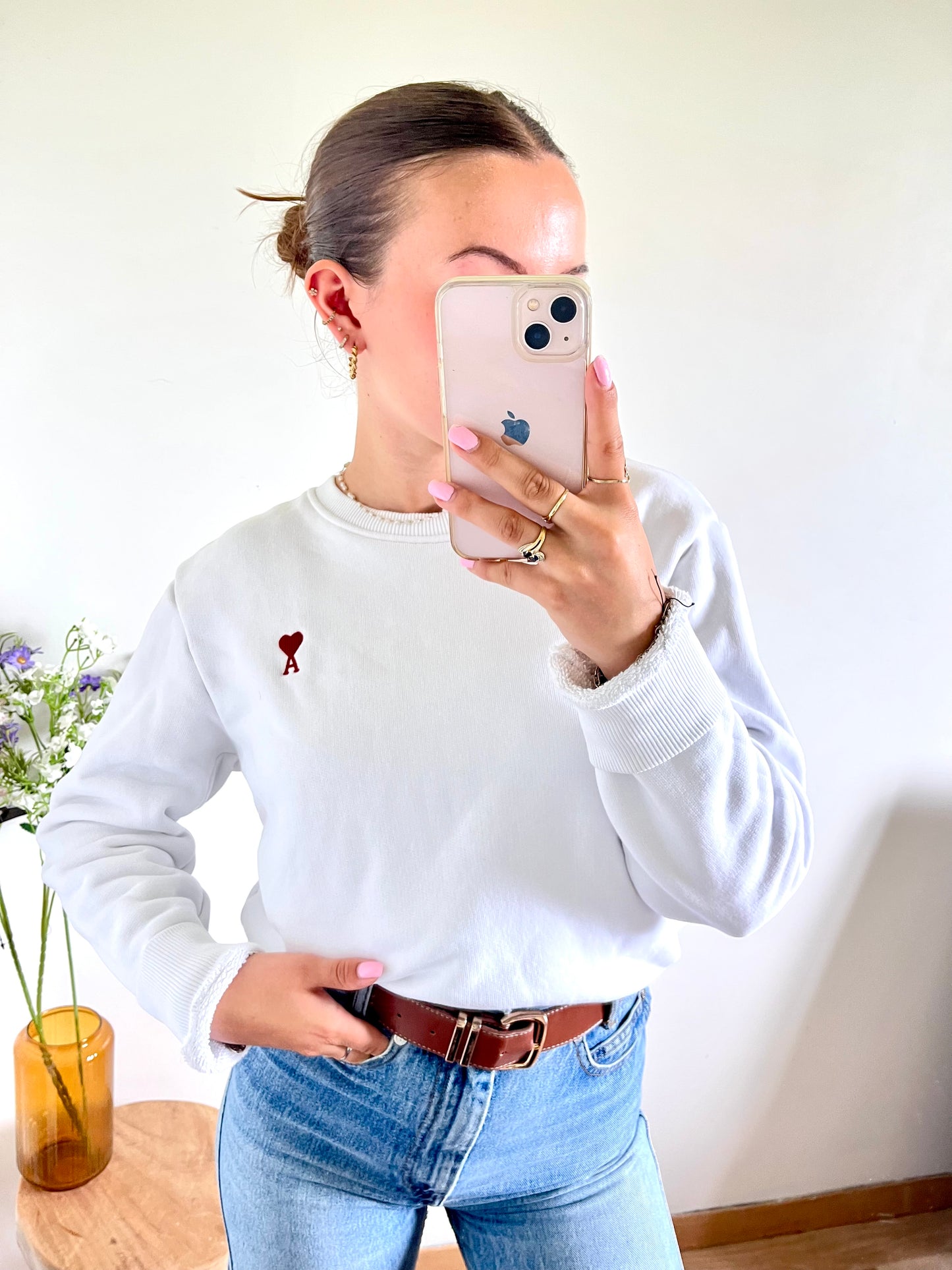 Pull col rond blanc Ami Paris - M