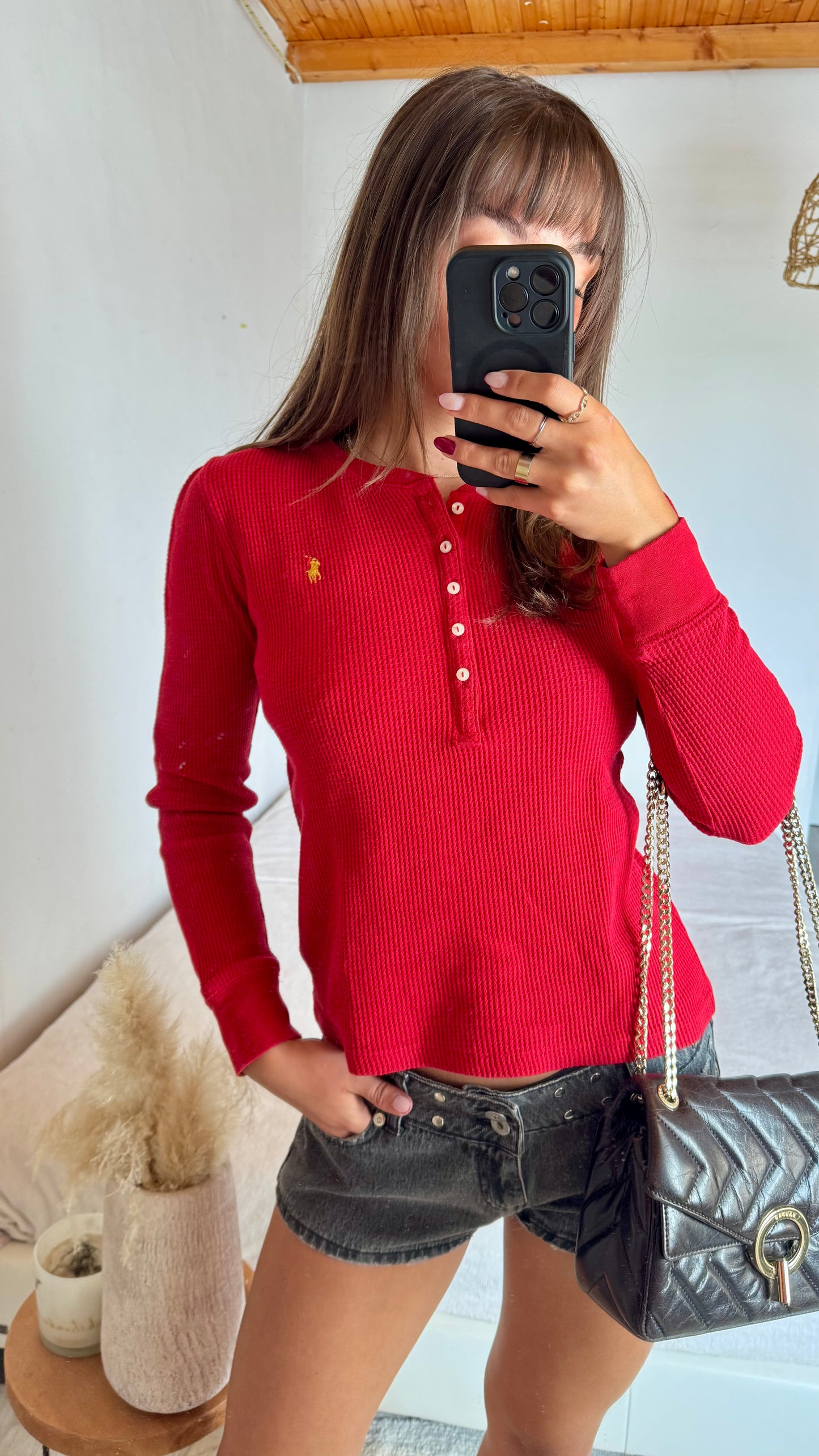 Pull polo rouge Ralph Lauren - XS