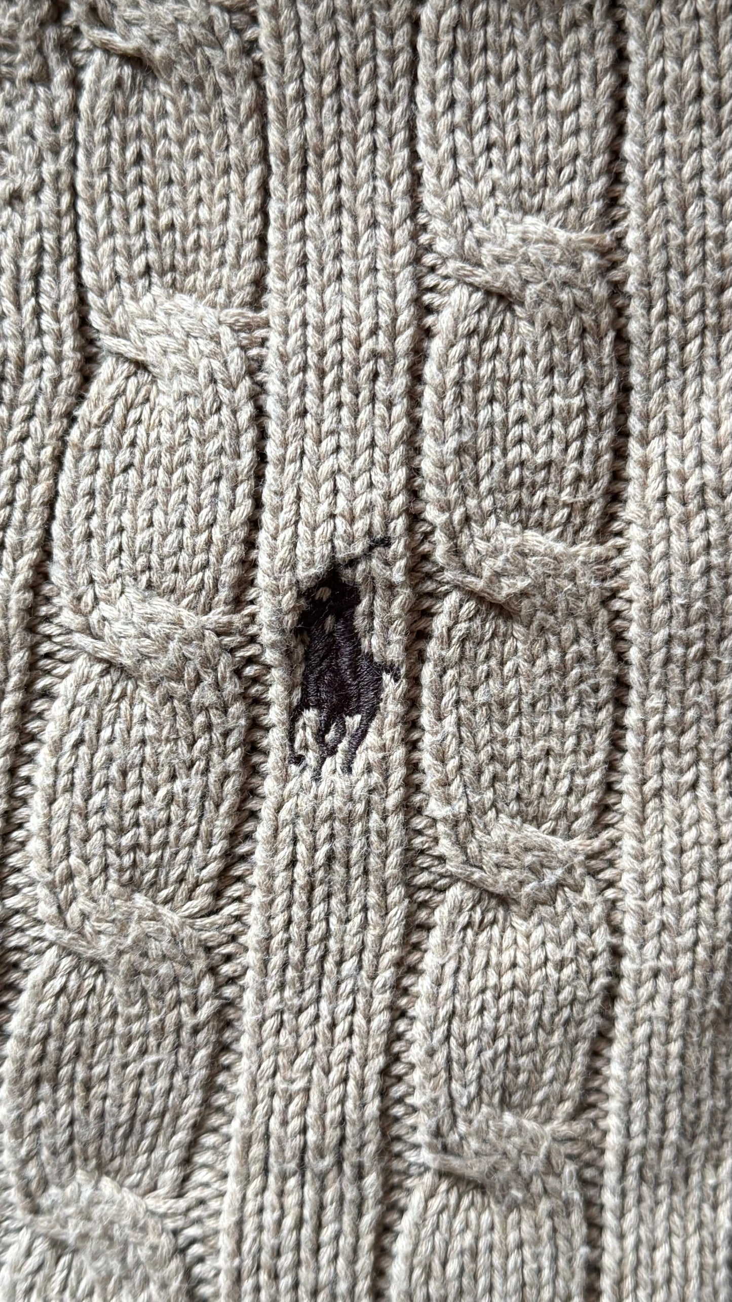 Pull torsadé col V beige Ralph Lauren - S