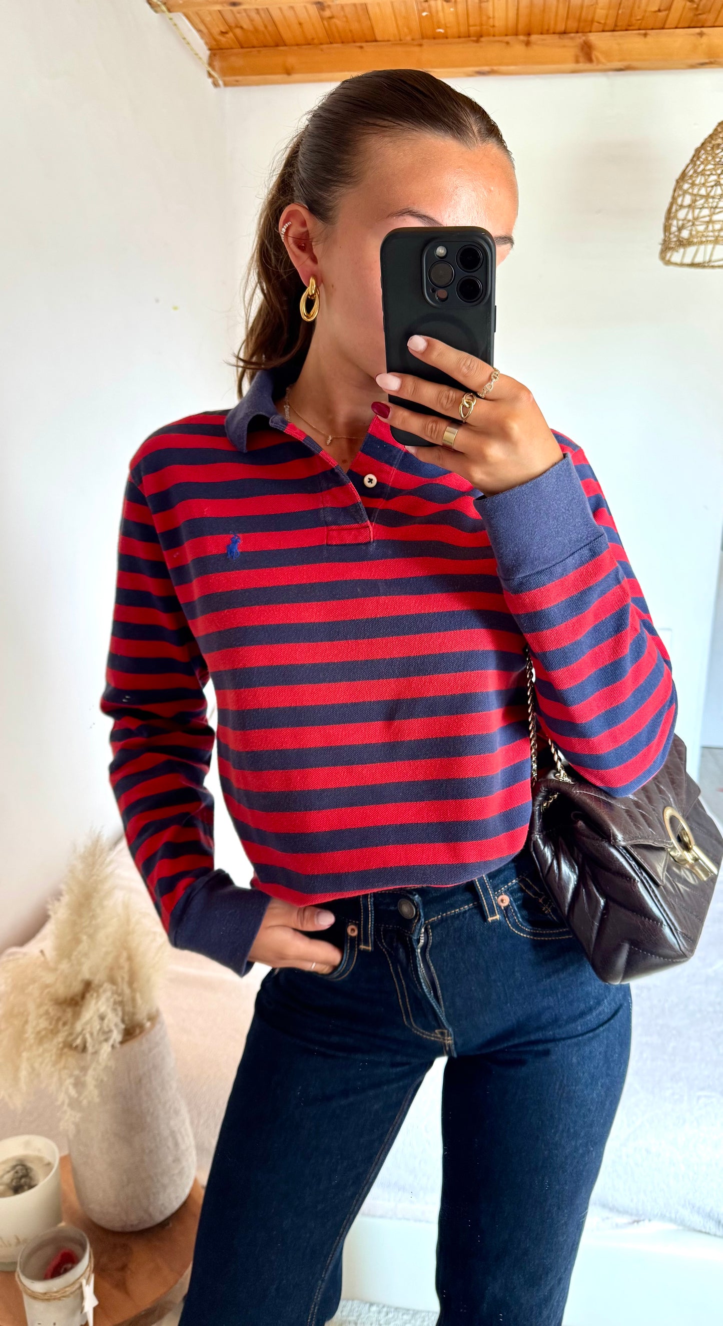 Polo manches longues rayé Ralph Lauren - S