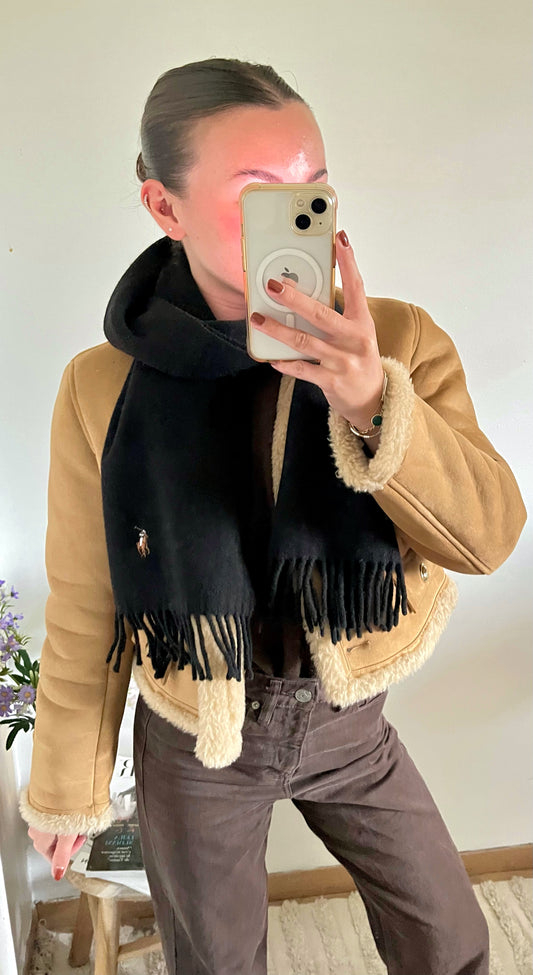 Écharpe en laine noir Ralph Lauren