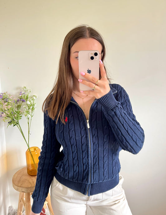 Gilet torsadé bleu marine Ralph Lauren - M