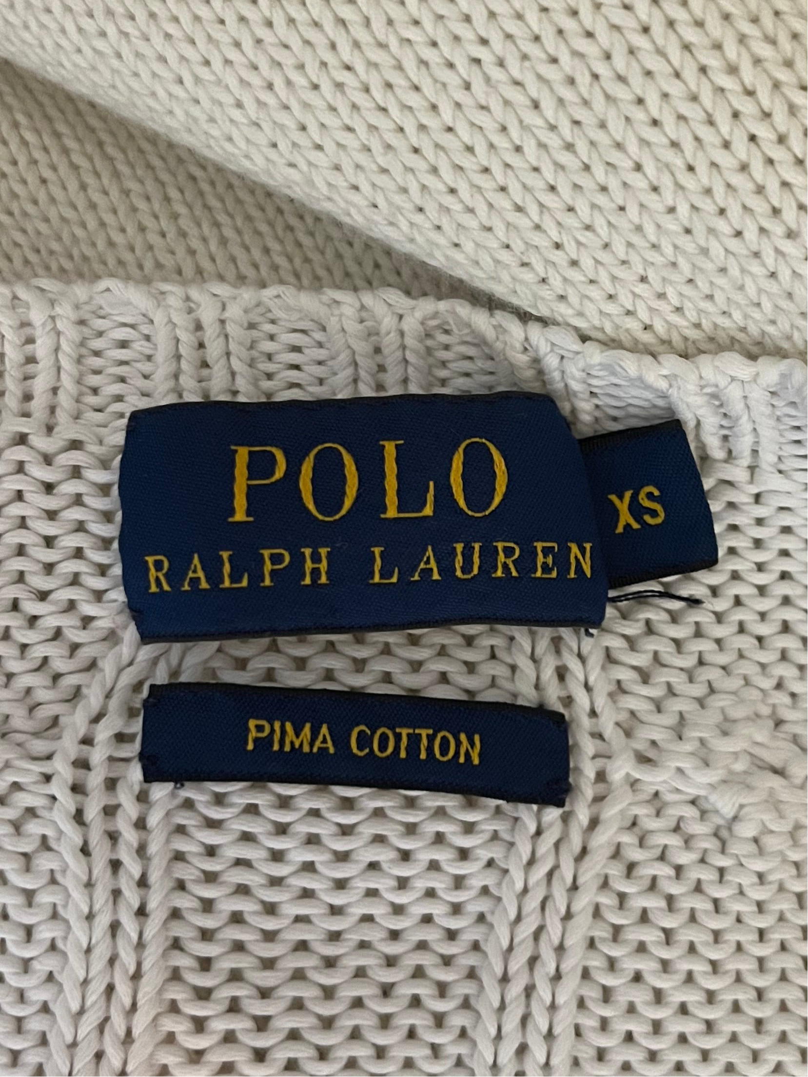 Pull torsadé blanc col rond Ralph Lauren - XS.