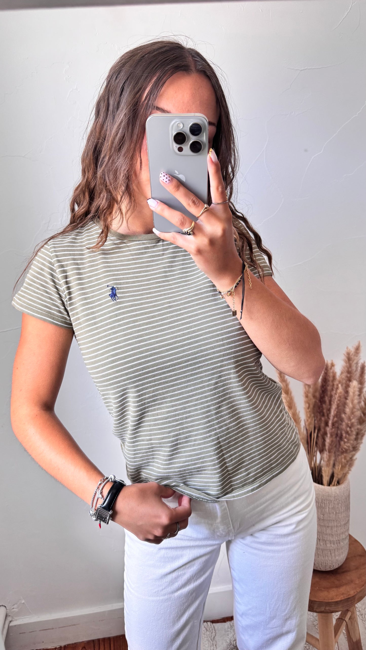 T-shirt rayé kaki Ralph Lauren - XS