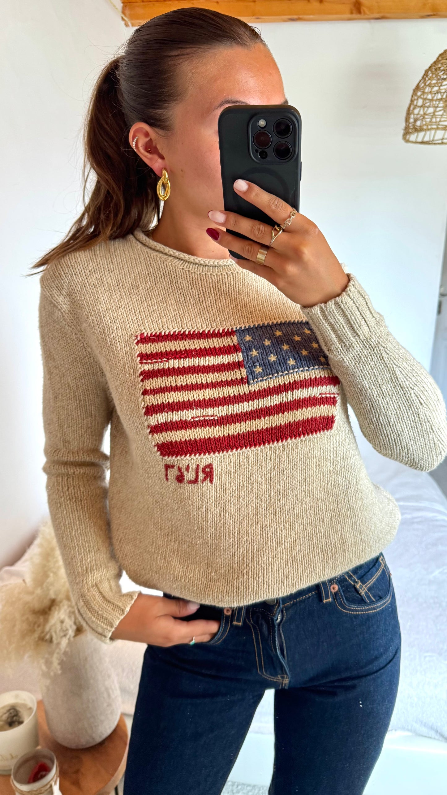 Pull American Flag lin et coton Ralph Lauren - S