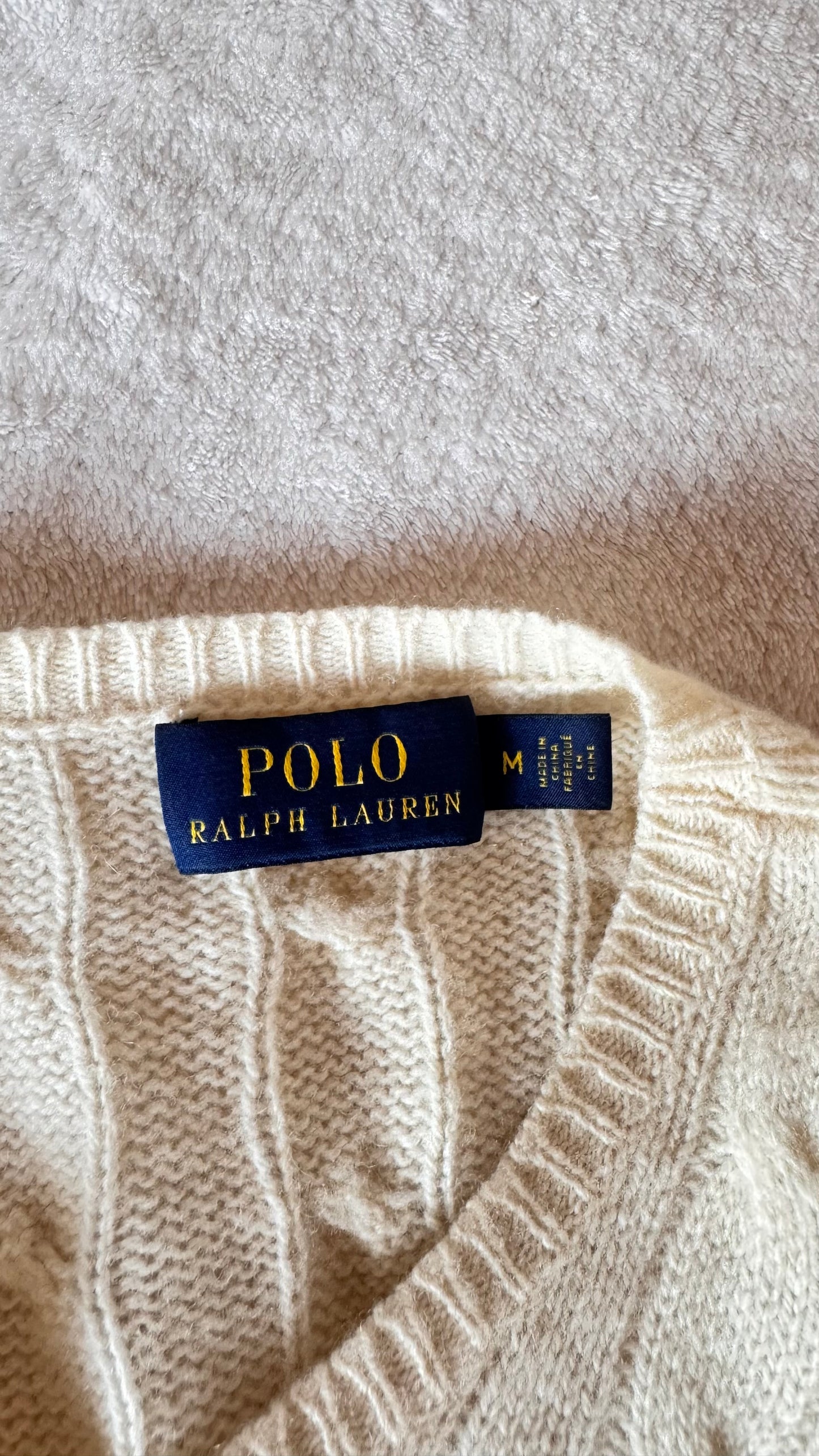 Torsadé blanc laine & cachemire Ralph Lauren - M