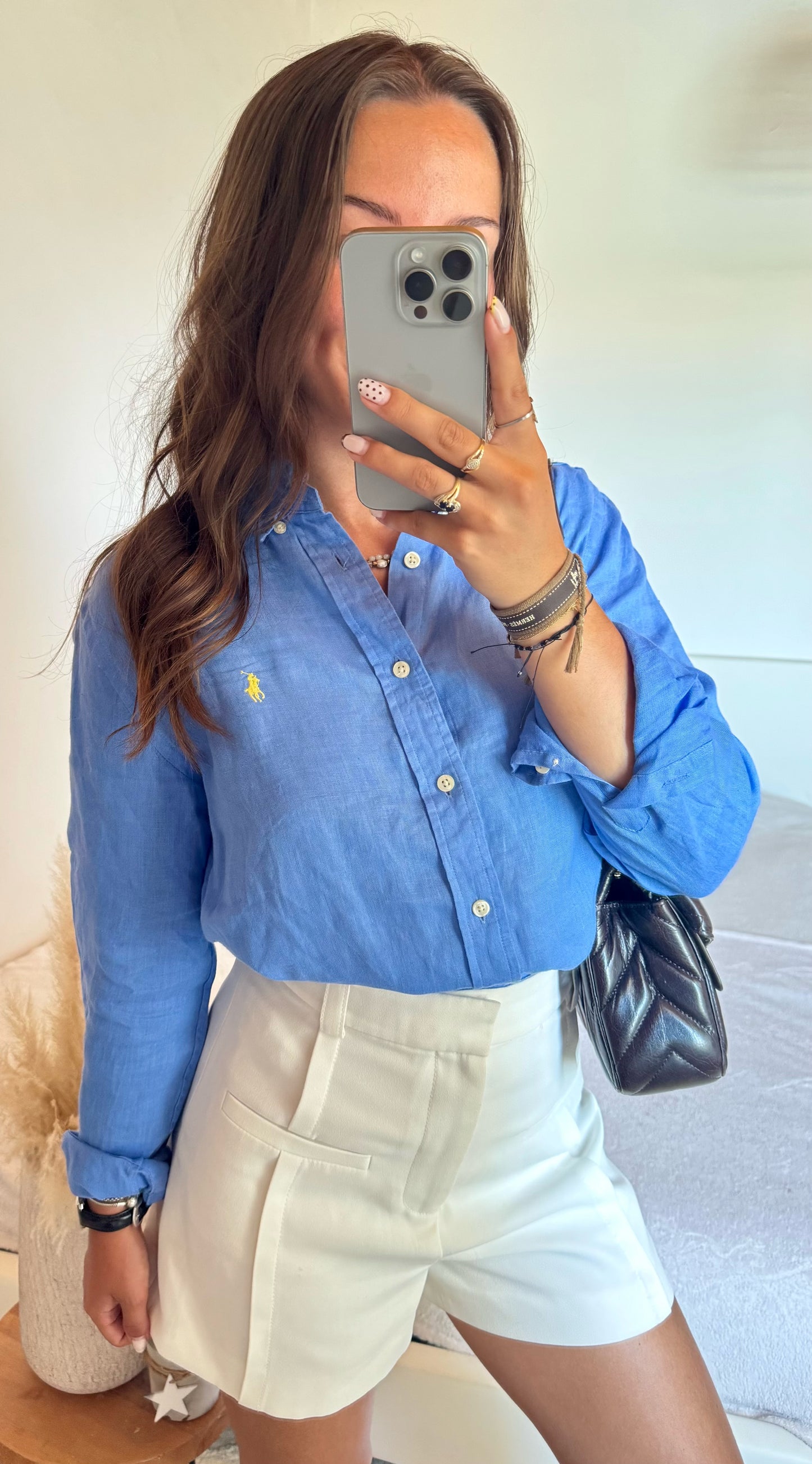 Chemise en lin bleu pastel Ralph Lauren - S