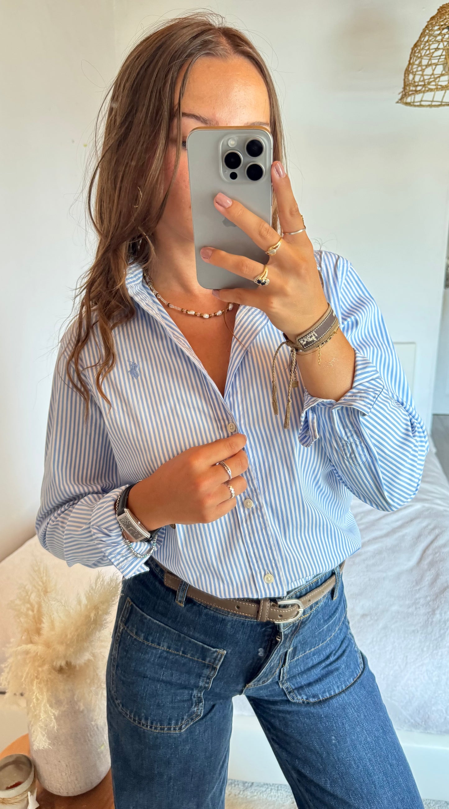 Chemise rayée bleu ciel Ralph Lauren - S