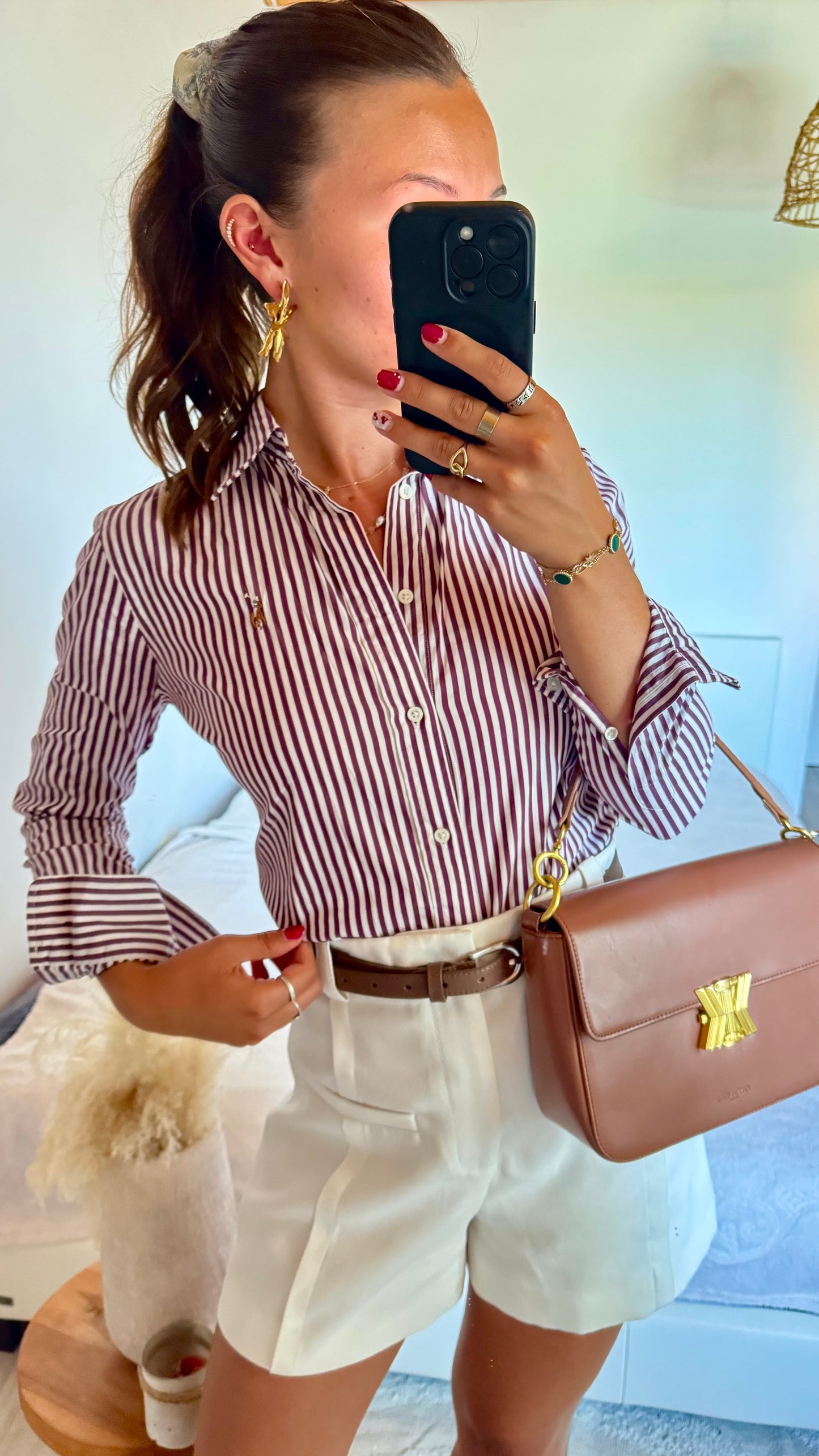 Chemise rayée bordeaux Ralph Lauren - XS