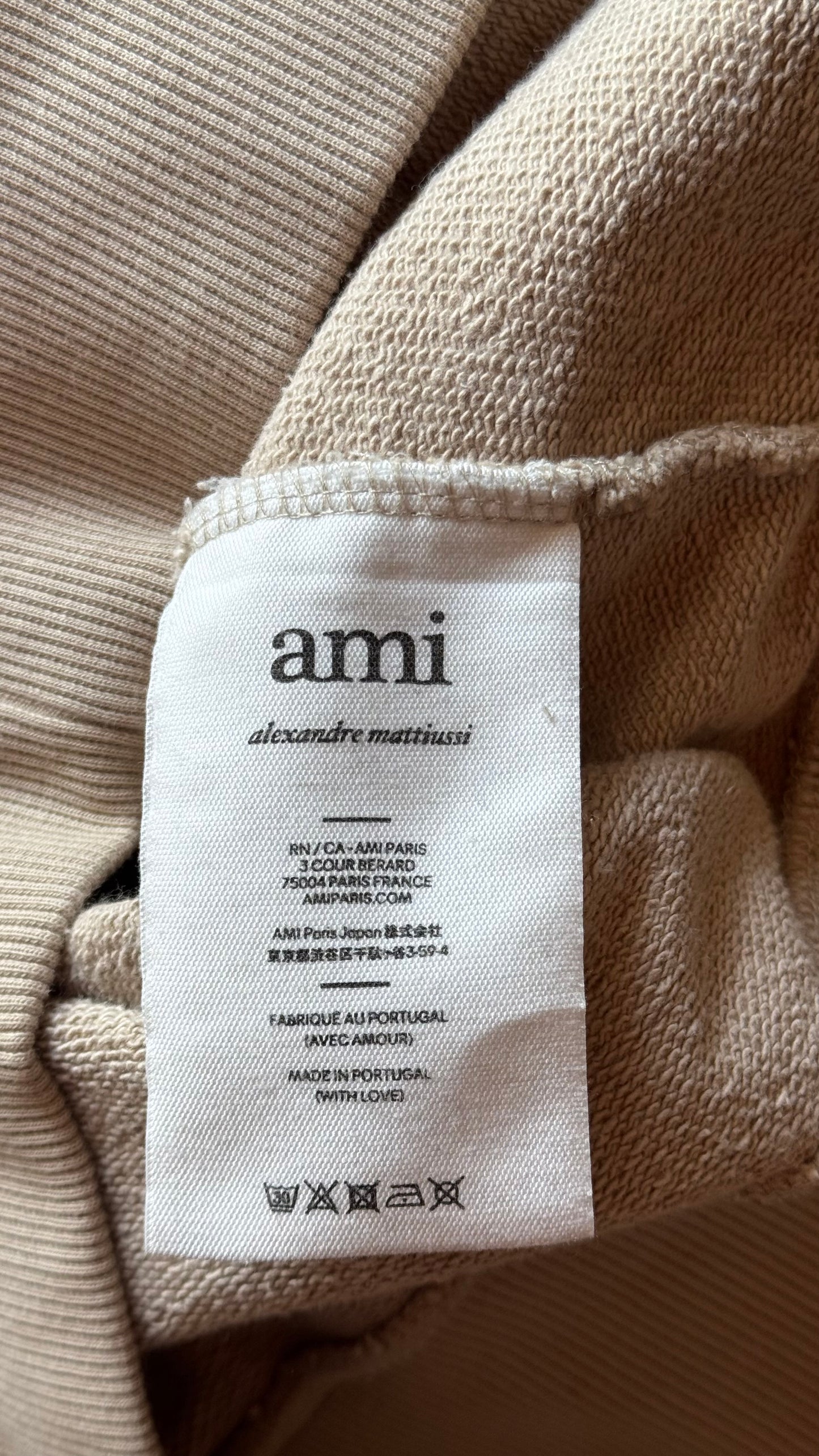 Sweat à capuche beige Ami Paris - M mixte