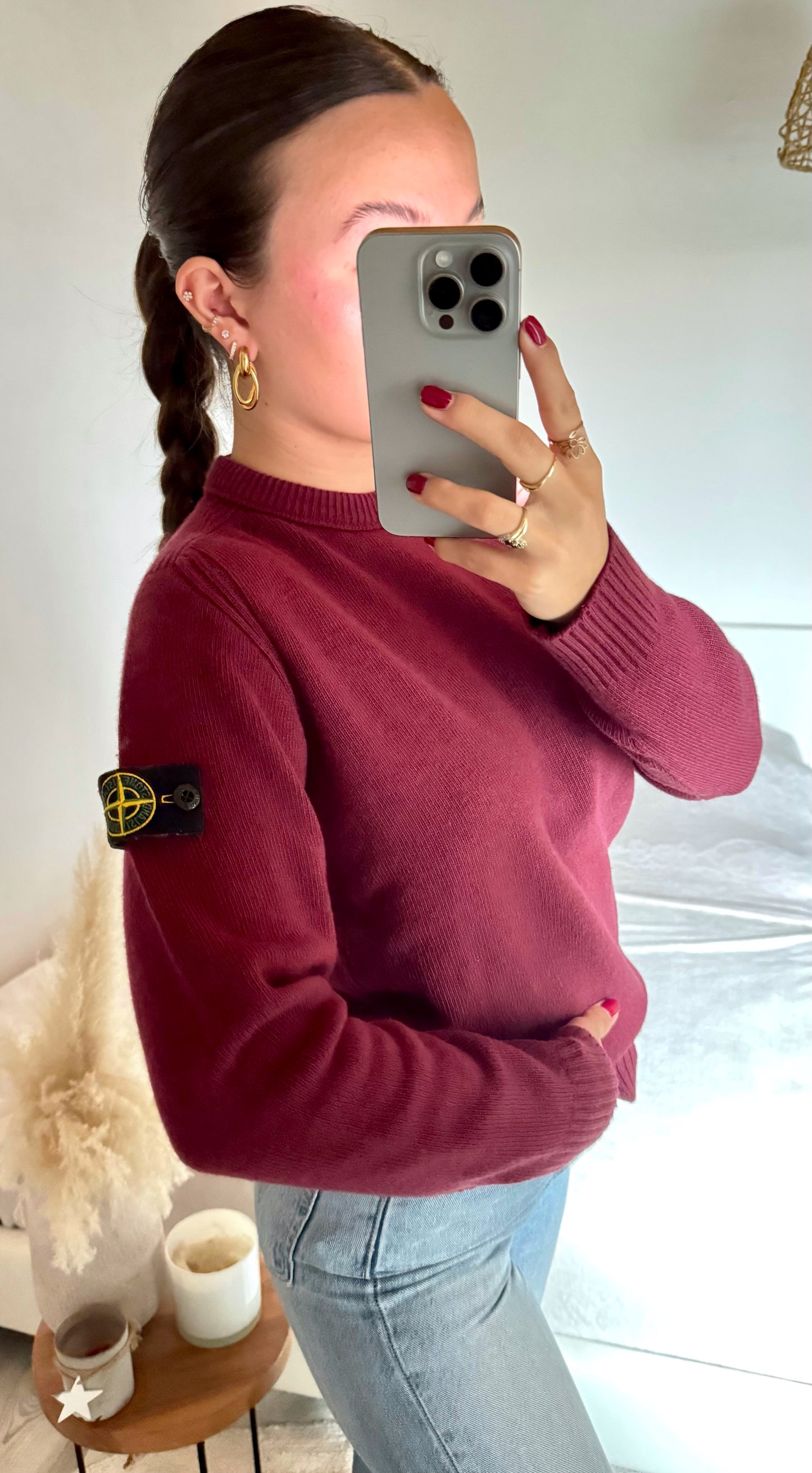 Pull laine & cachemire bordeaux Stone Island - S