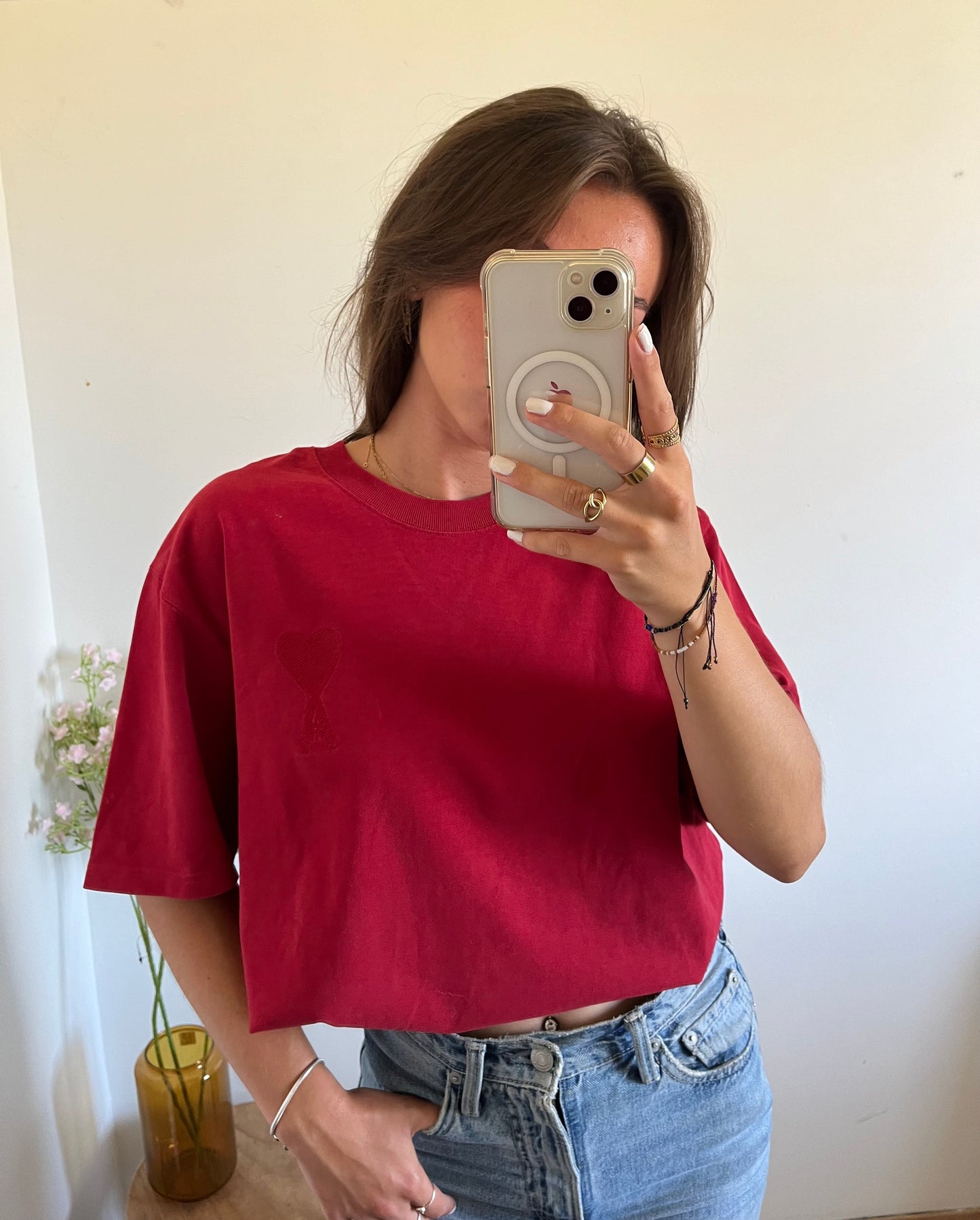 T-shirt rouge foncé Ami Paris - S homme / L femme