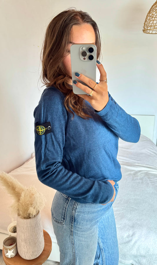 Pull col rond bleu Stone Island - S
