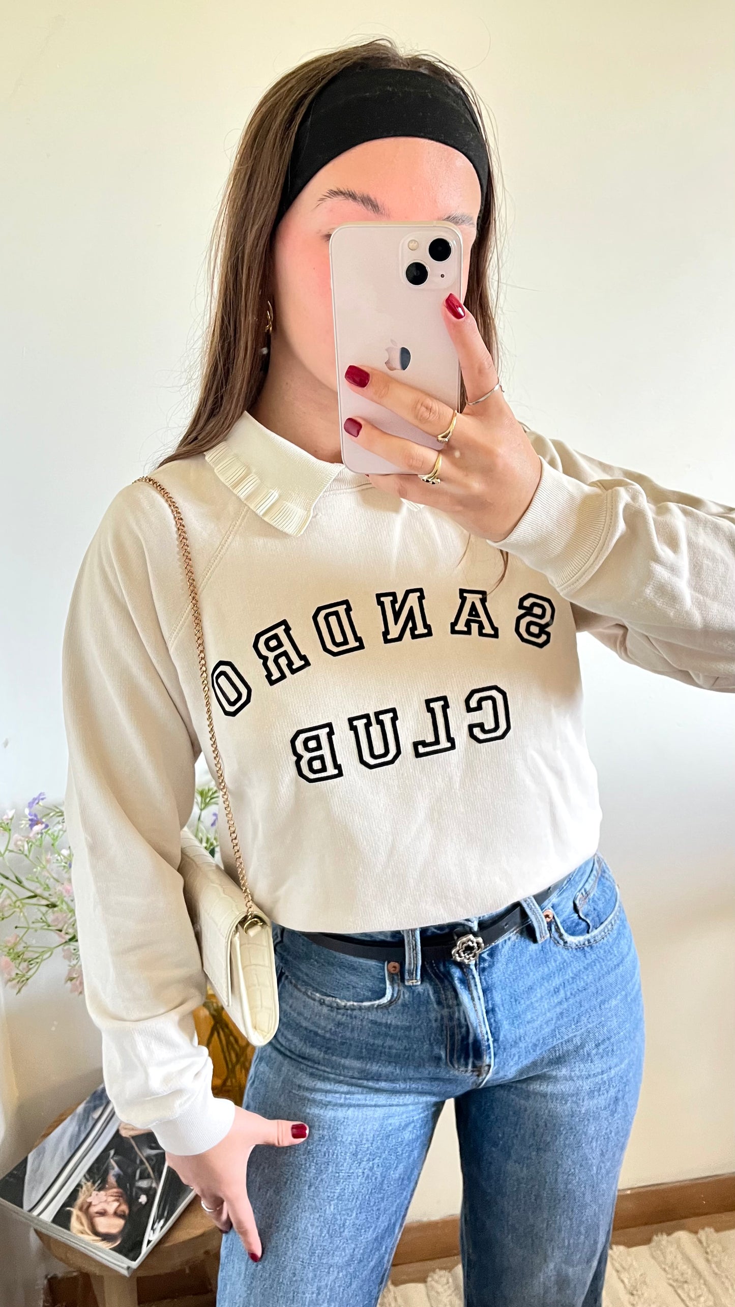 Sweat col rond blanc Sandro - S