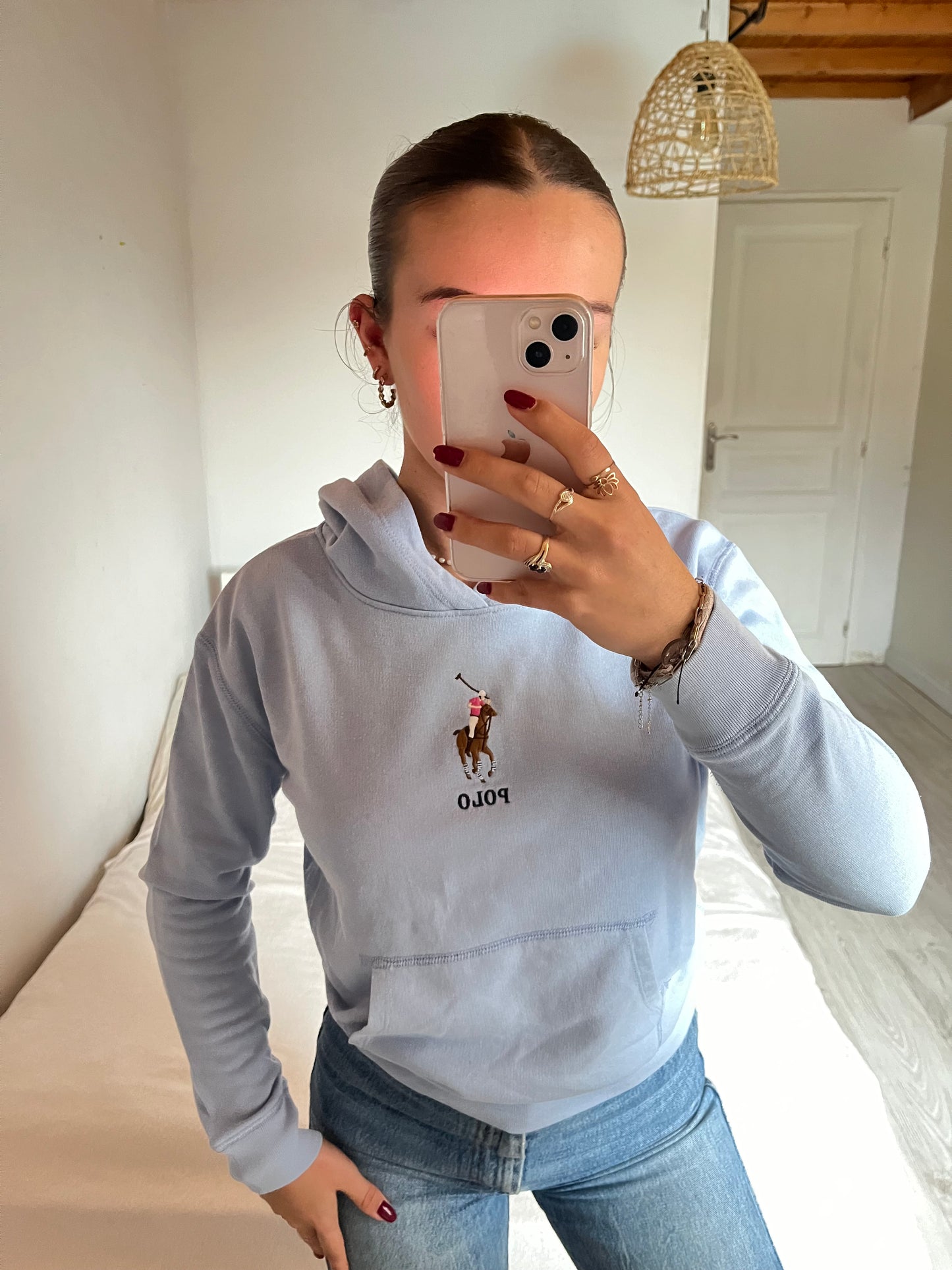 Sweat à capuche bleu pastel - XS
