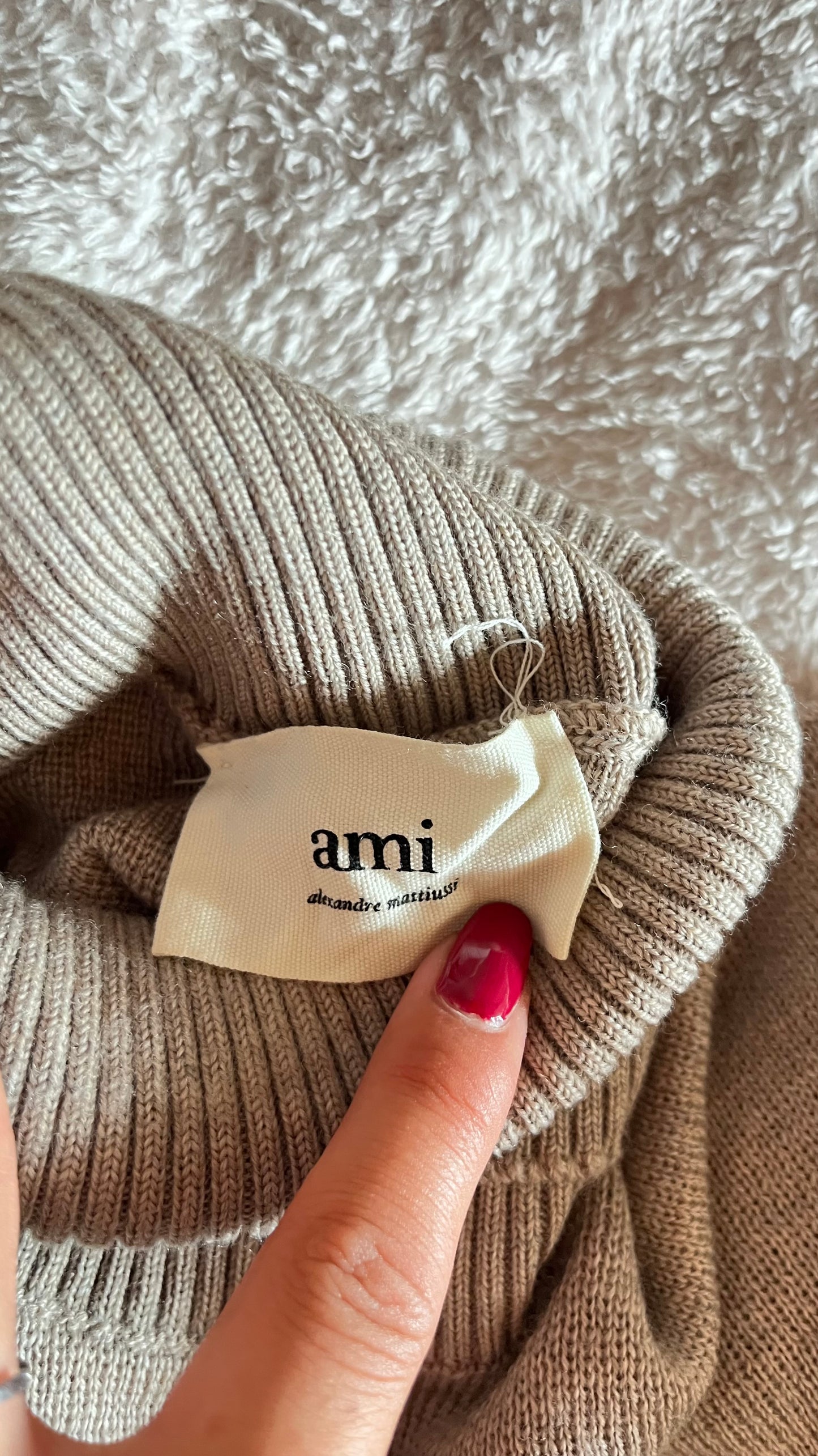 Pull beige laine de mérinos Ami Paris - S
