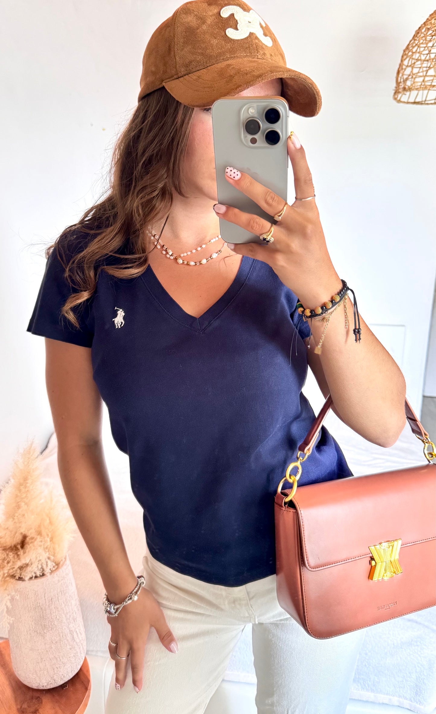 T-shirt col V bleu marine Ralph Lauren - XS et S