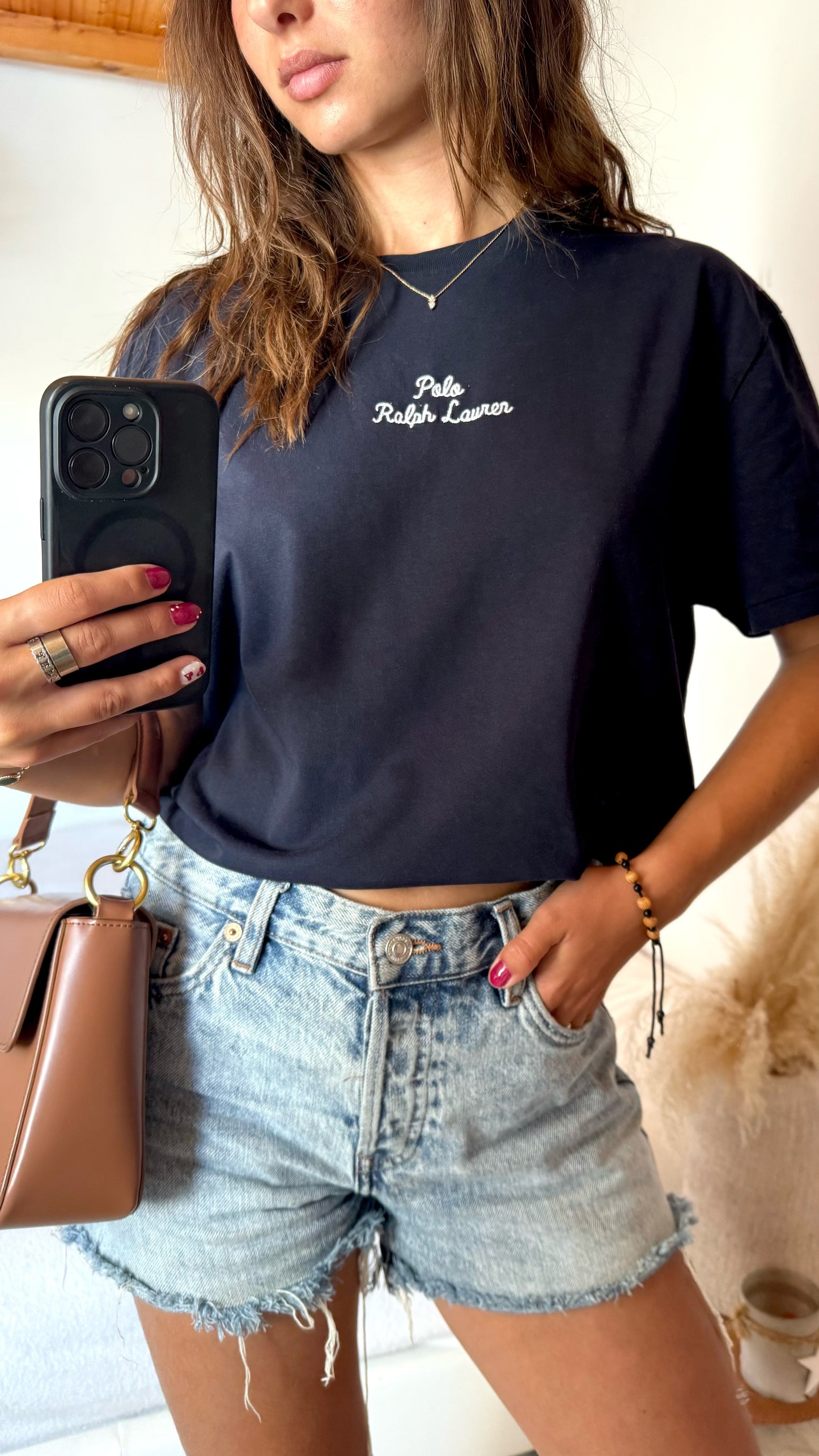T-shirt polo brodé marine Ralph Lauren - S homme / M femme