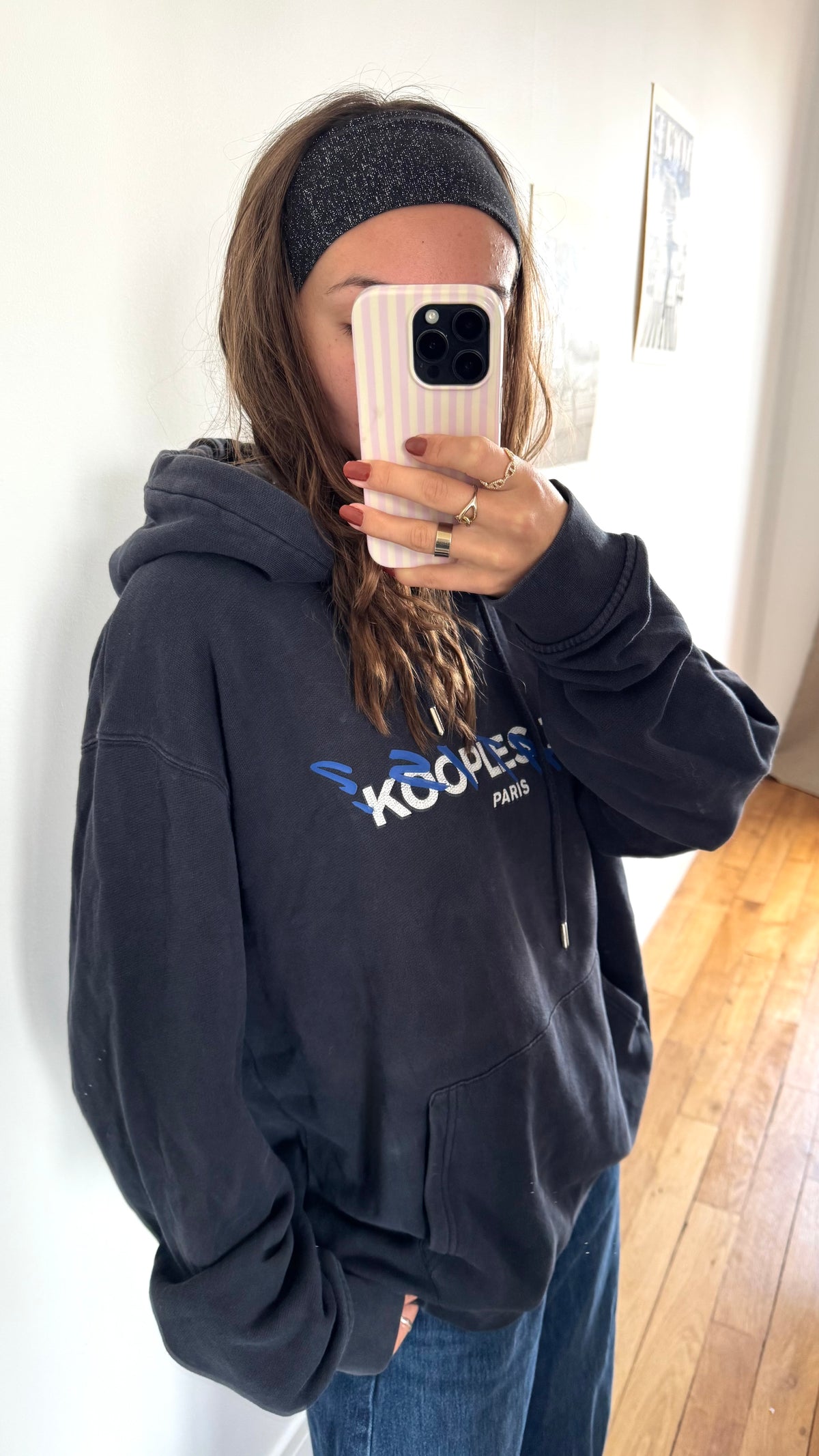 Sweat à capuche noir The Kooples - L