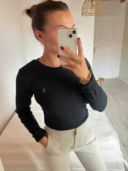 Pull col rond noir Ralph Lauren - S