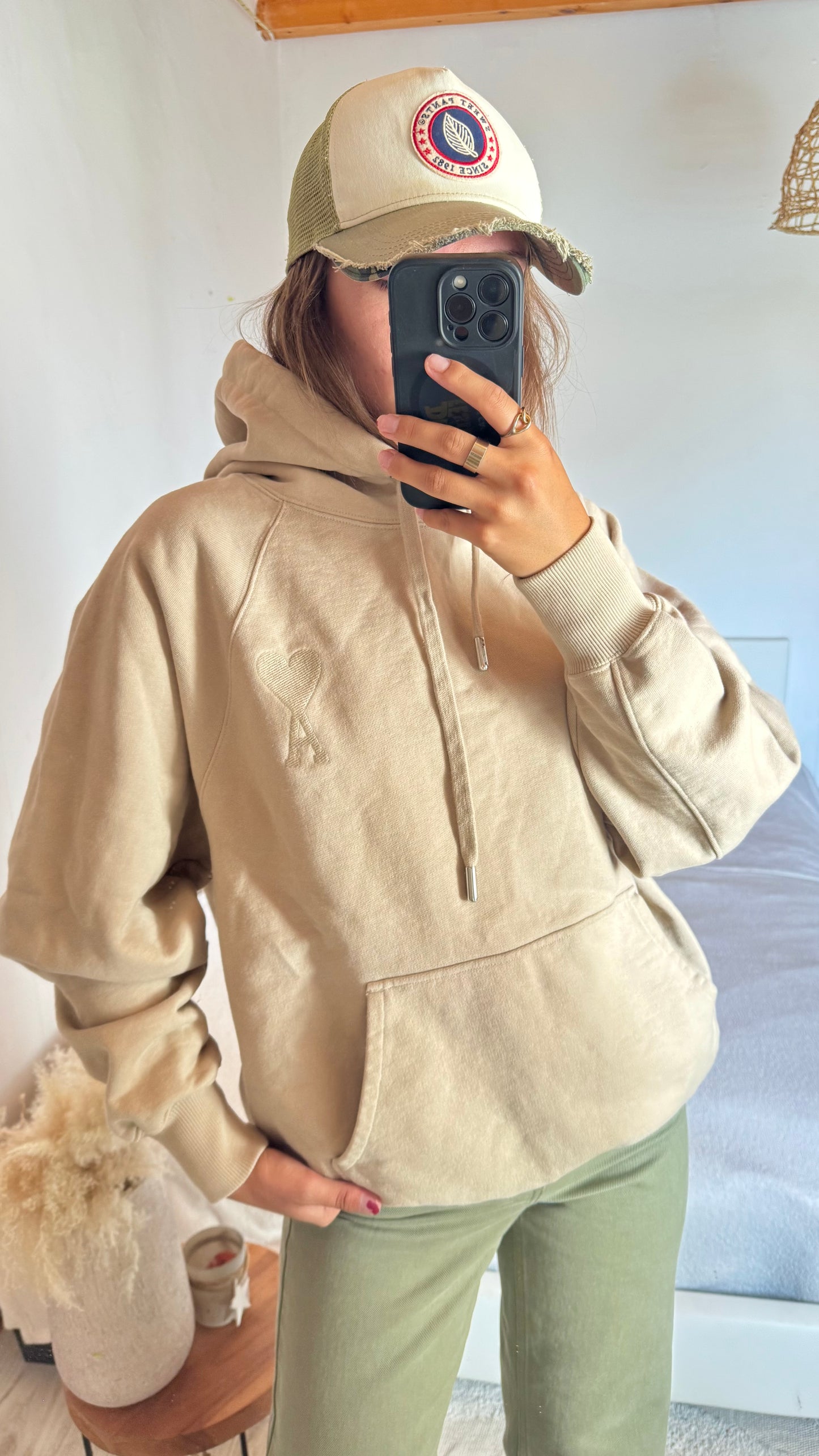 Sweat à capuche beige Ami Paris - M mixte