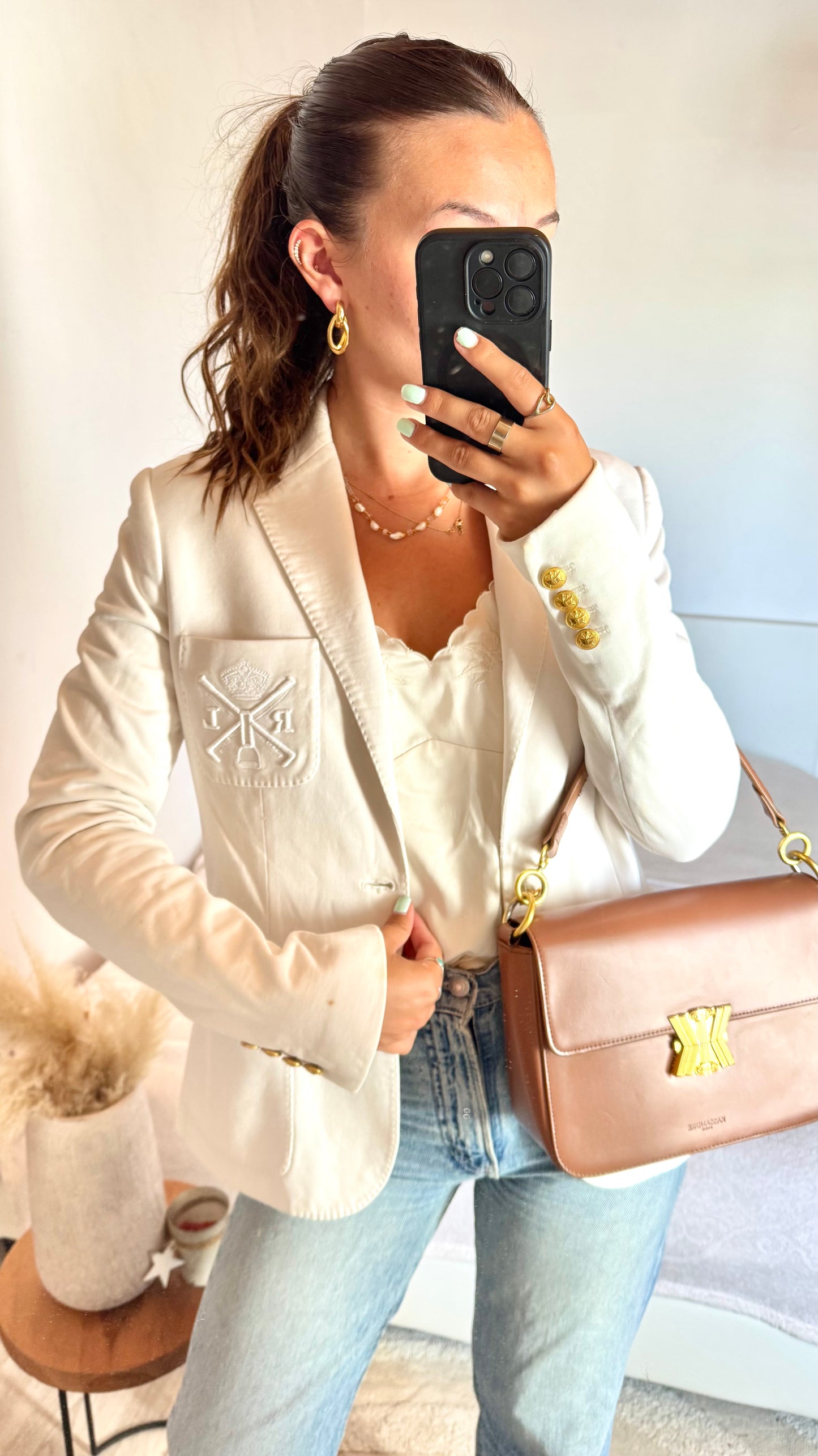 Blazer blanc cintré Ralph Lauren - S